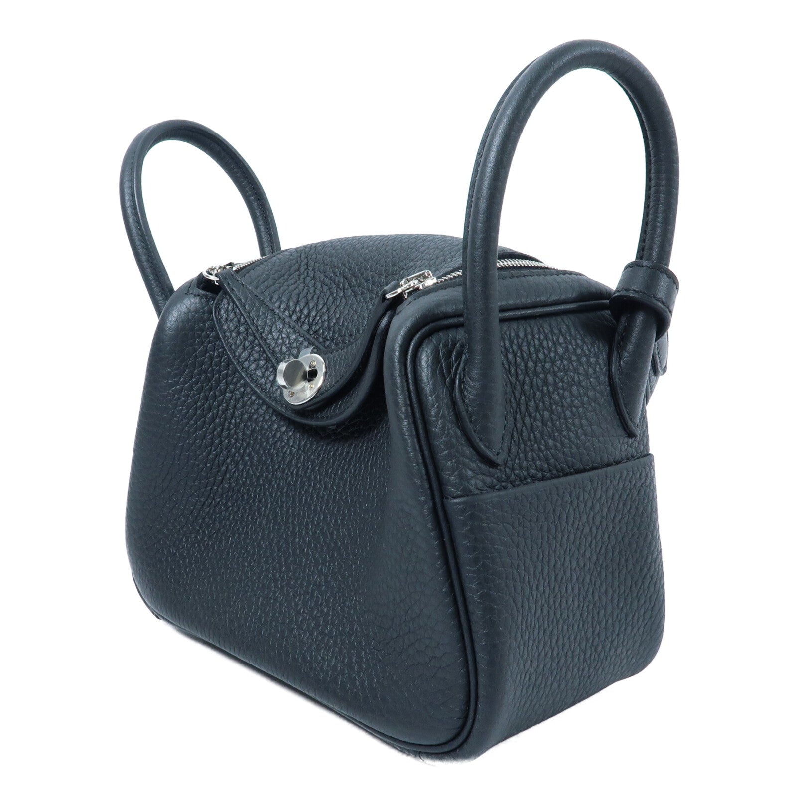 HERMES Clemence皮革Mini Lindy手挽肩背兩用袋Noir