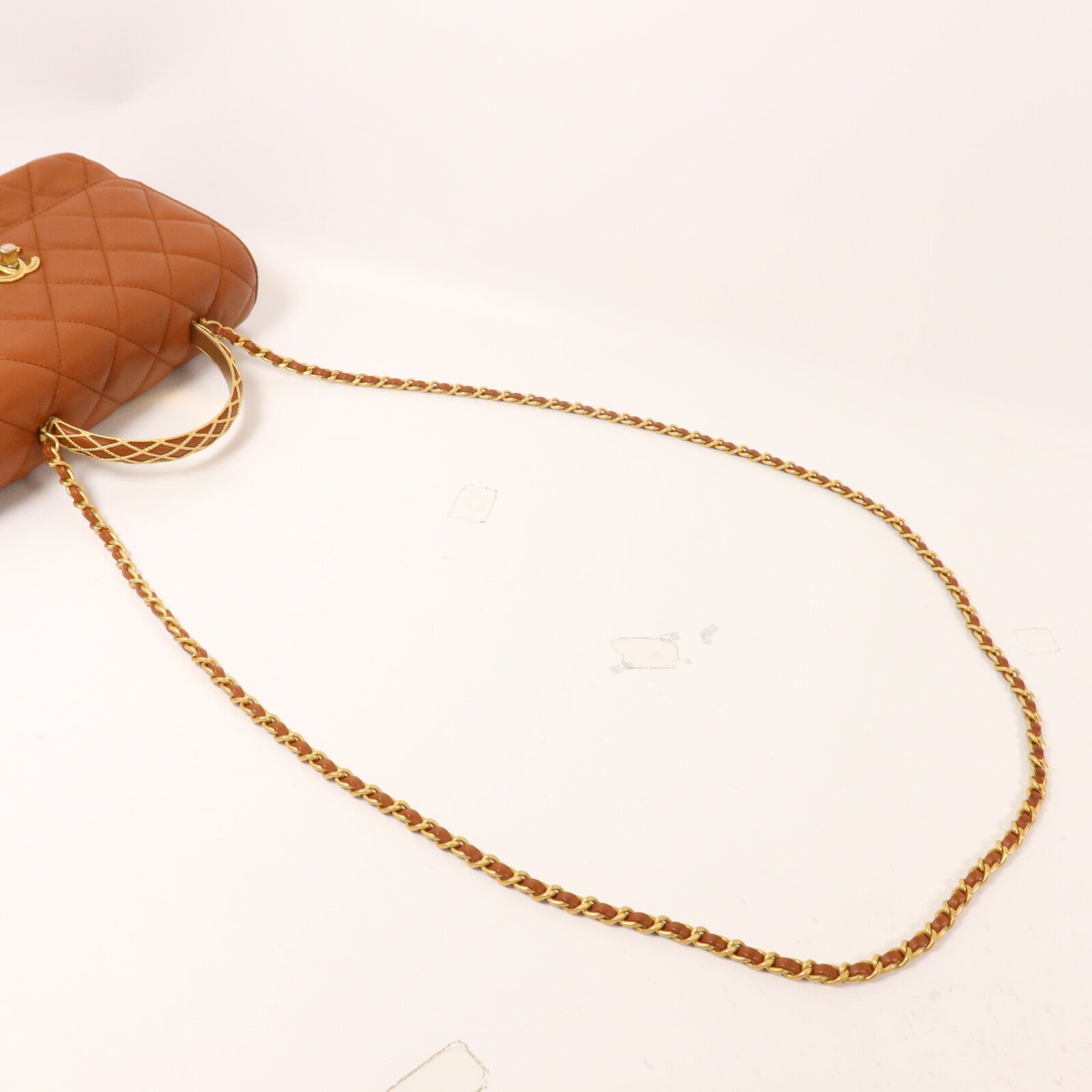 CHANEL 羊皮皮革Flap Bag with Top Handle鏈帶手挽肩背兩用袋