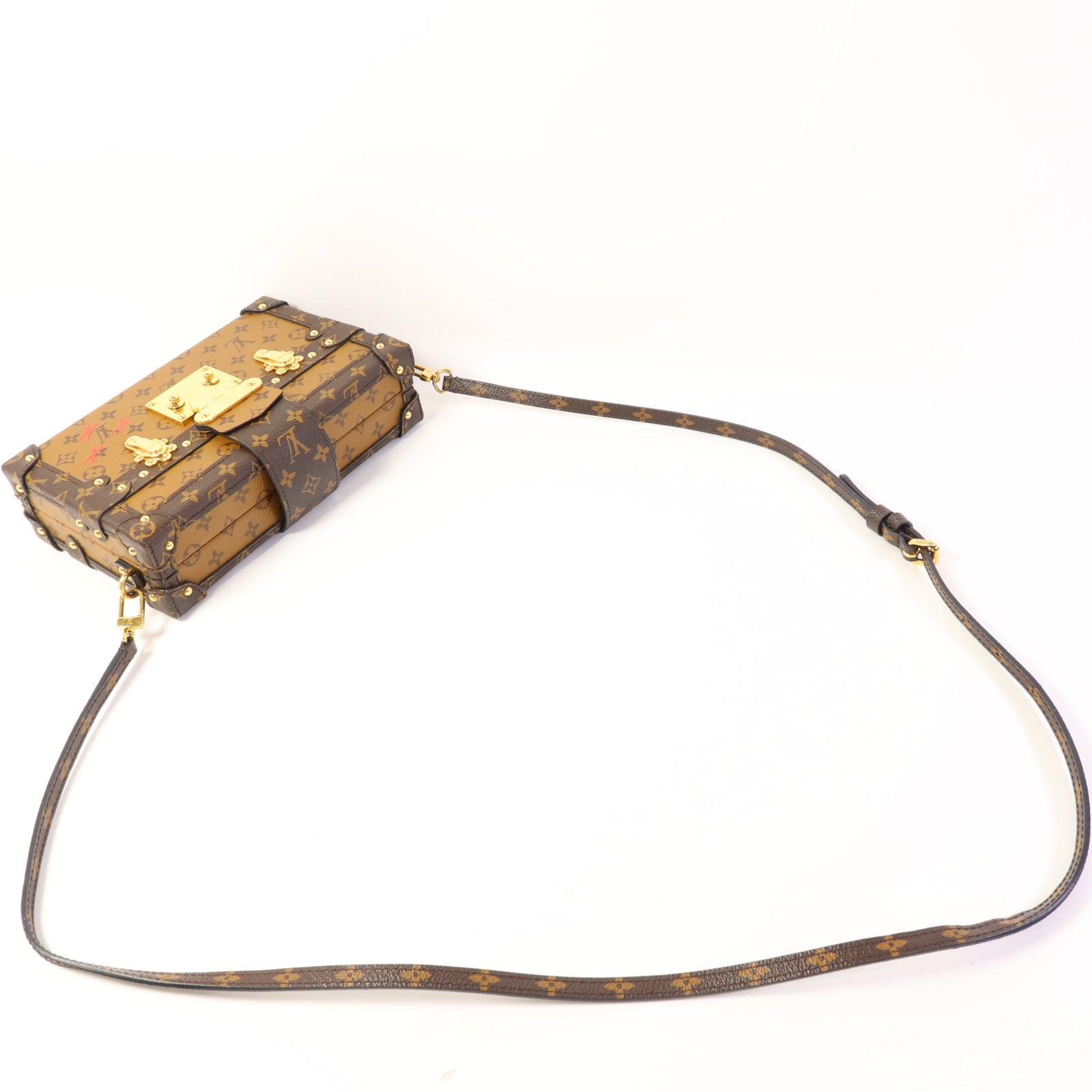 LOUIS VUITTON Monogram Reverse Petite Malle金扣肩背袋