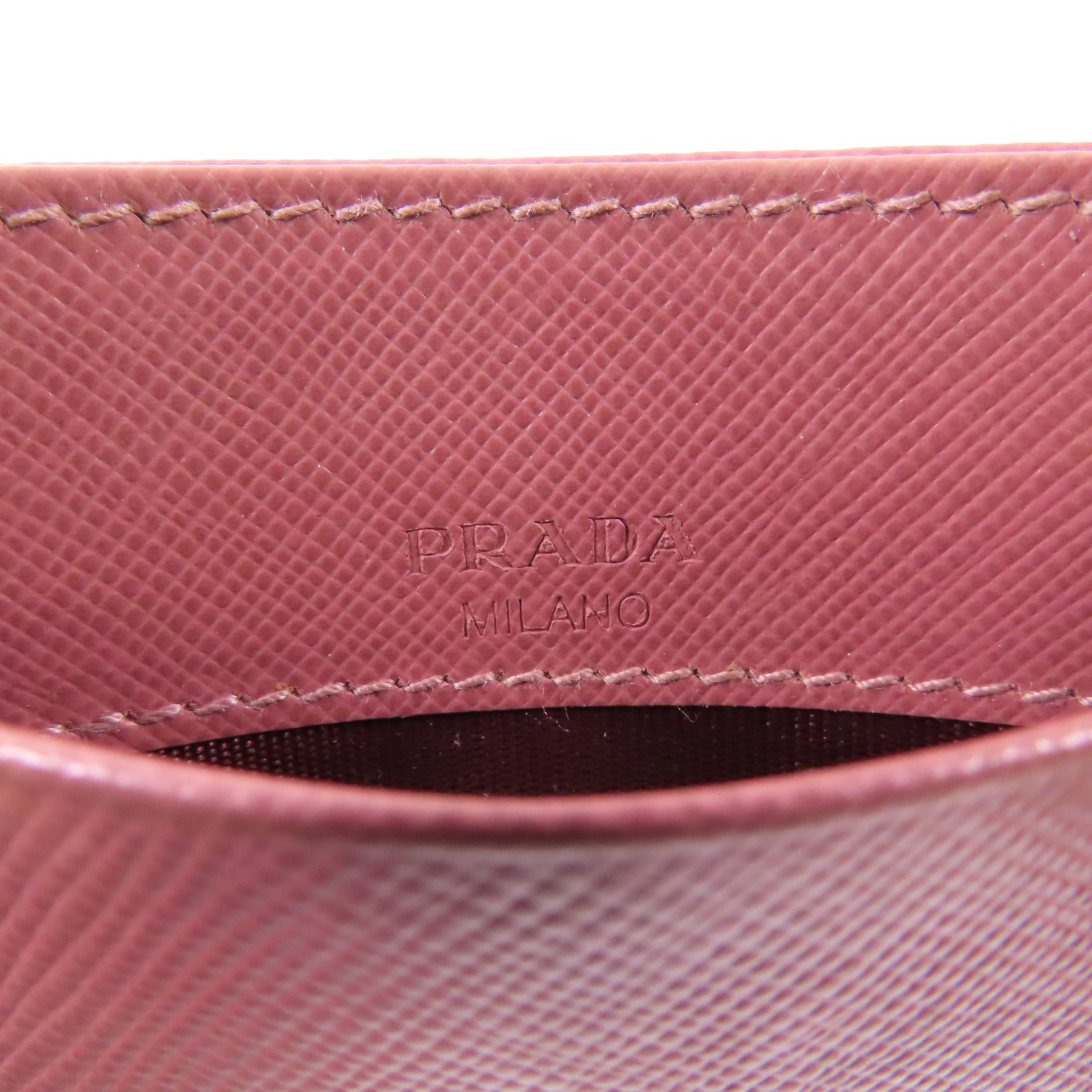 PRADA 牛皮皮革Card Case金扣卡片套粉紅色