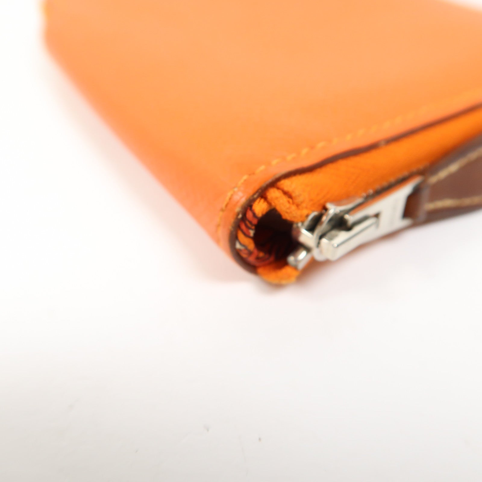 HERMES Evercolor皮革Silk In Compact銀扣錢包9J Feu