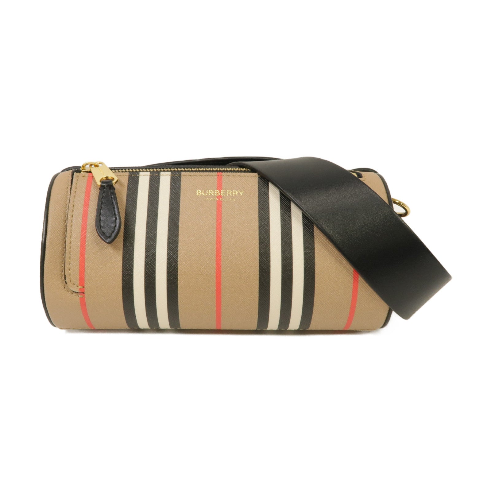BURBERRY 塗層帆布2way Shoulder Bag金扣手挽肩背兩用袋米色