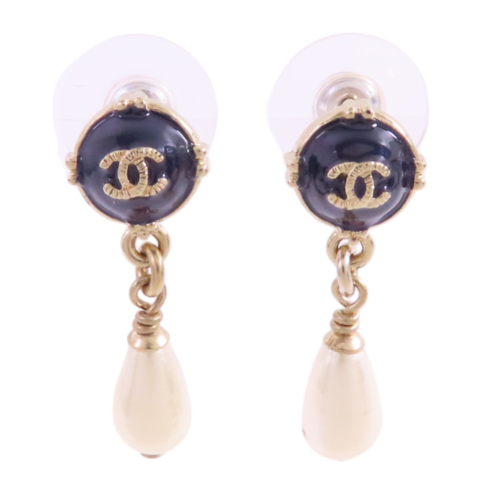 CHANEL 金屬/PVC Earrings金扣耳環