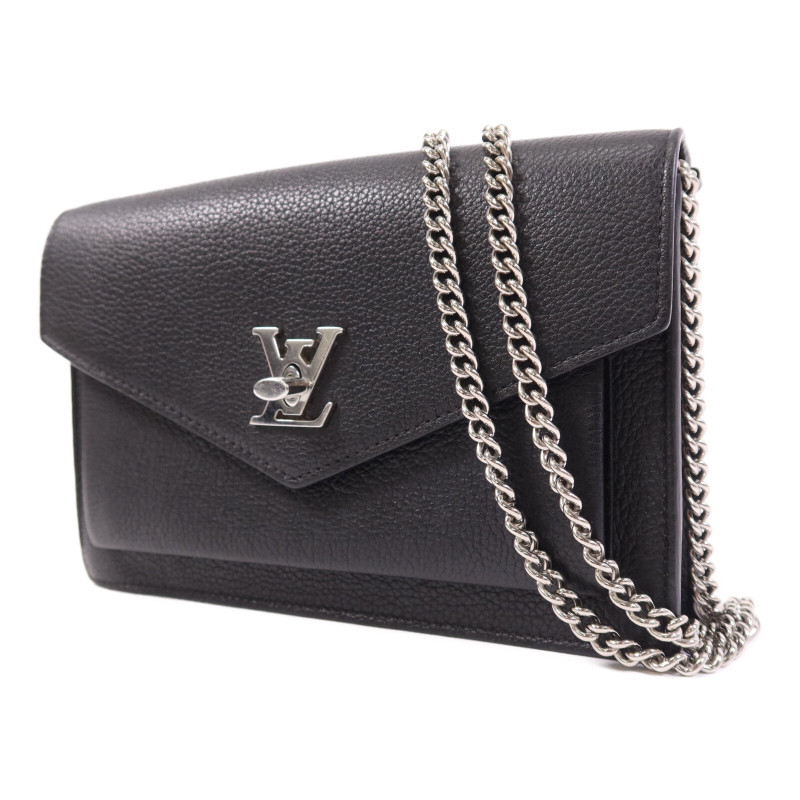 LOUIS VUITTON 牛皮皮革Mylockme銀扣鏈帶肩背袋