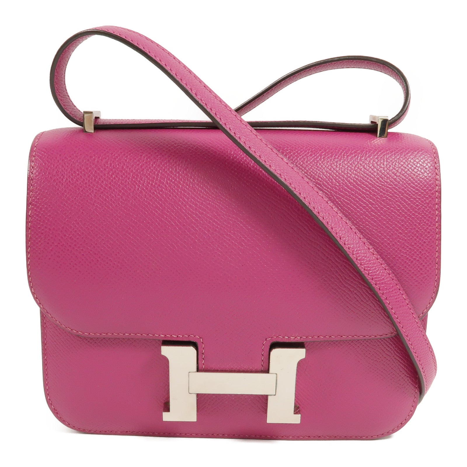 HERMES Epsom皮革Constance Mini肩背袋Rose Pourpre