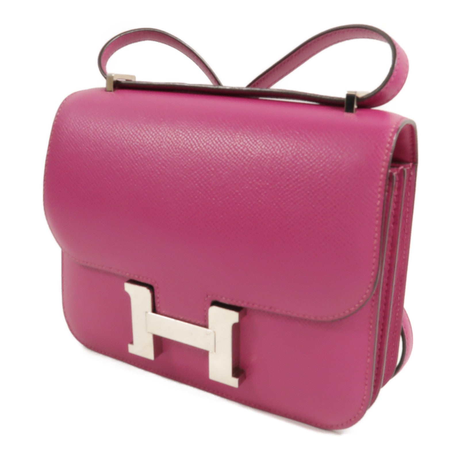 HERMES Epsom皮革Constance Mini肩背袋Rose Pourpre