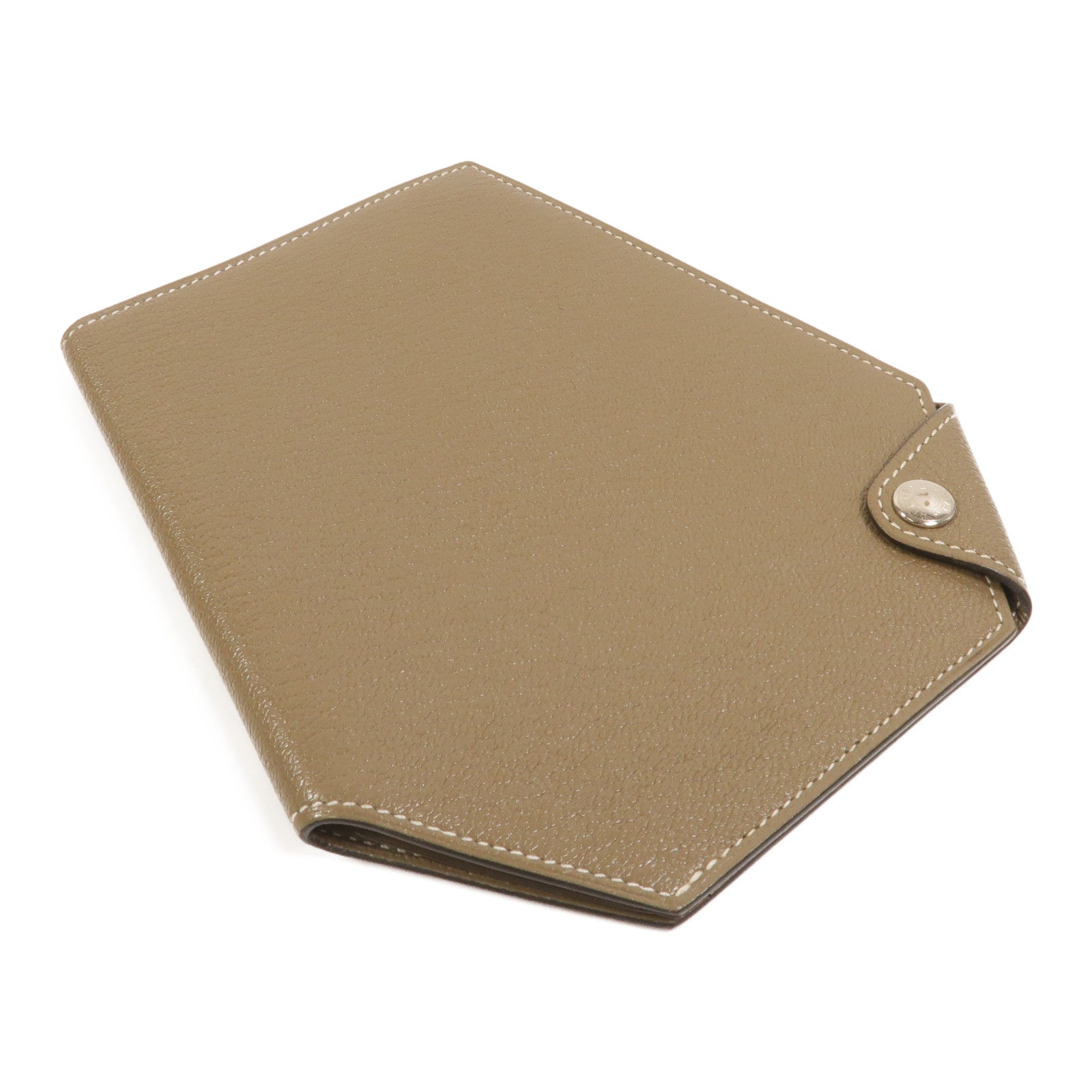 HERMES Chevre皮革Clochette Compact Wallet長錢包Etoupe