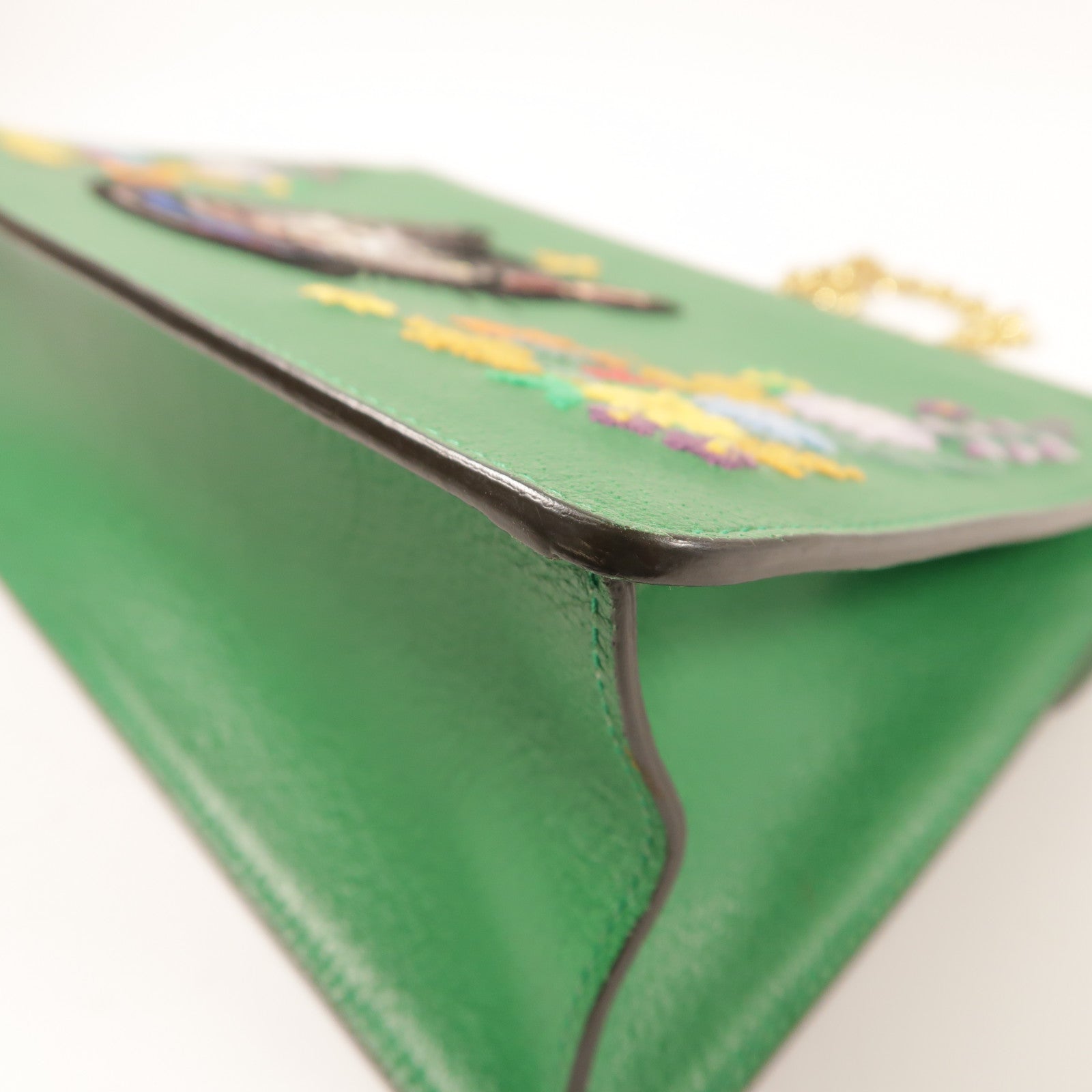 GUCCI 牛皮皮革Ricami Embroidered Bag金扣鏈帶肩背袋
