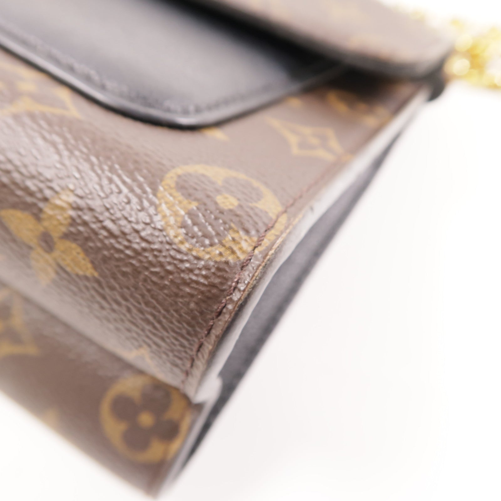 LOUIS VUITTON Monogram Victoire金扣鏈帶肩背袋棕色/黑色
