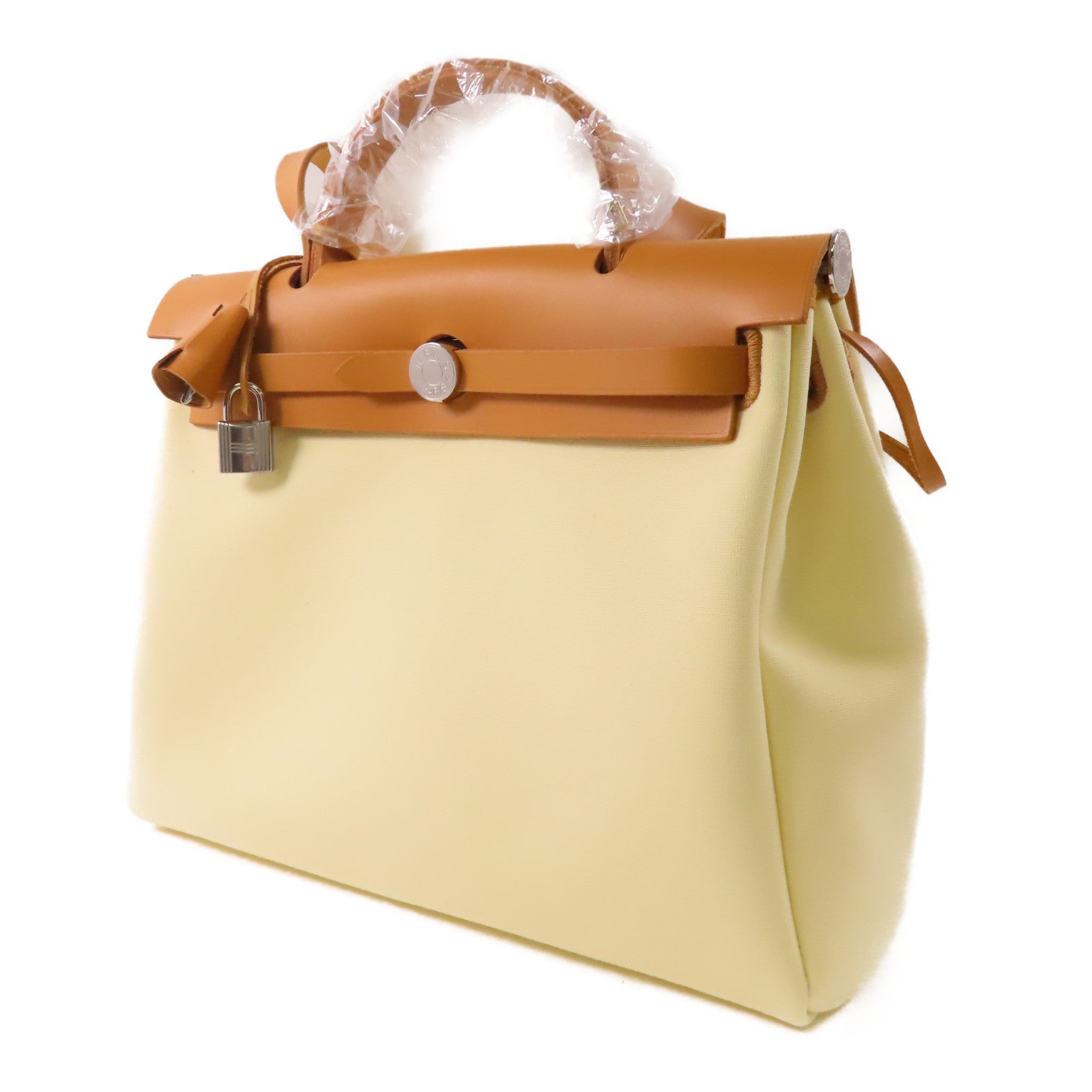 HERMES 帆布/皮革Herbag PM銀扣手挽肩背兩用袋