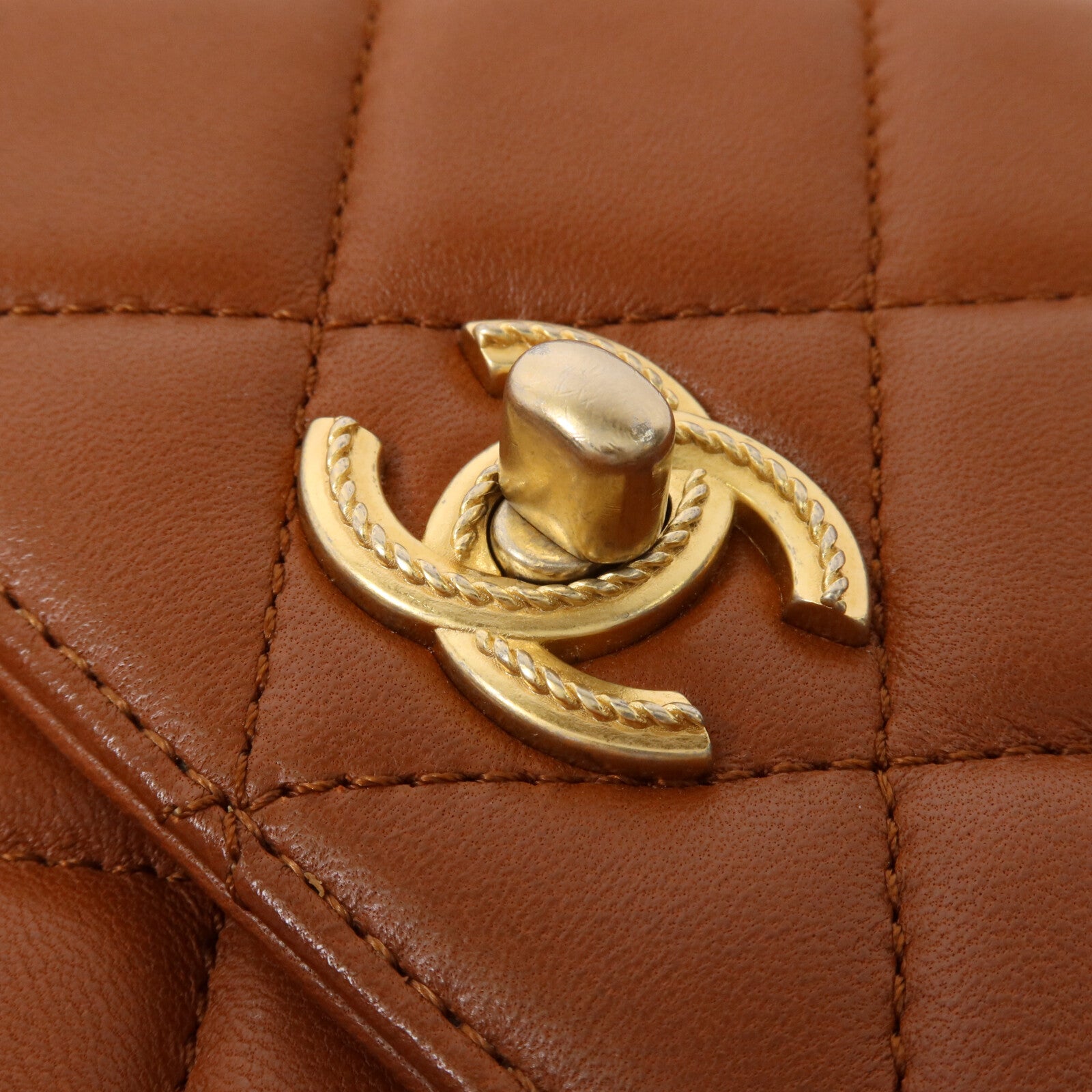 CHANEL 羊皮皮革Flap Bag with Top Handle鏈帶手挽肩背兩用袋