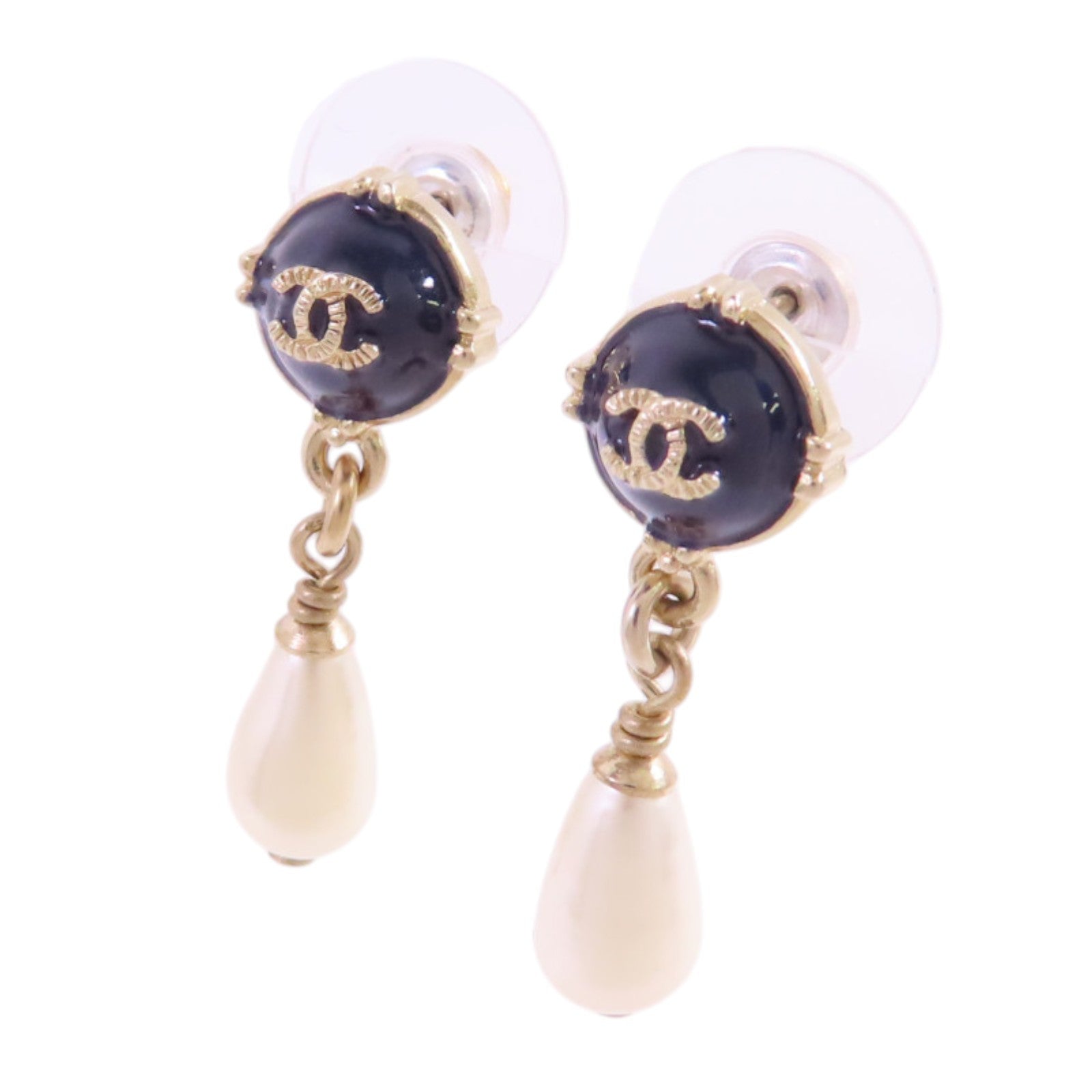 CHANEL 金屬/PVC Earrings金扣耳環