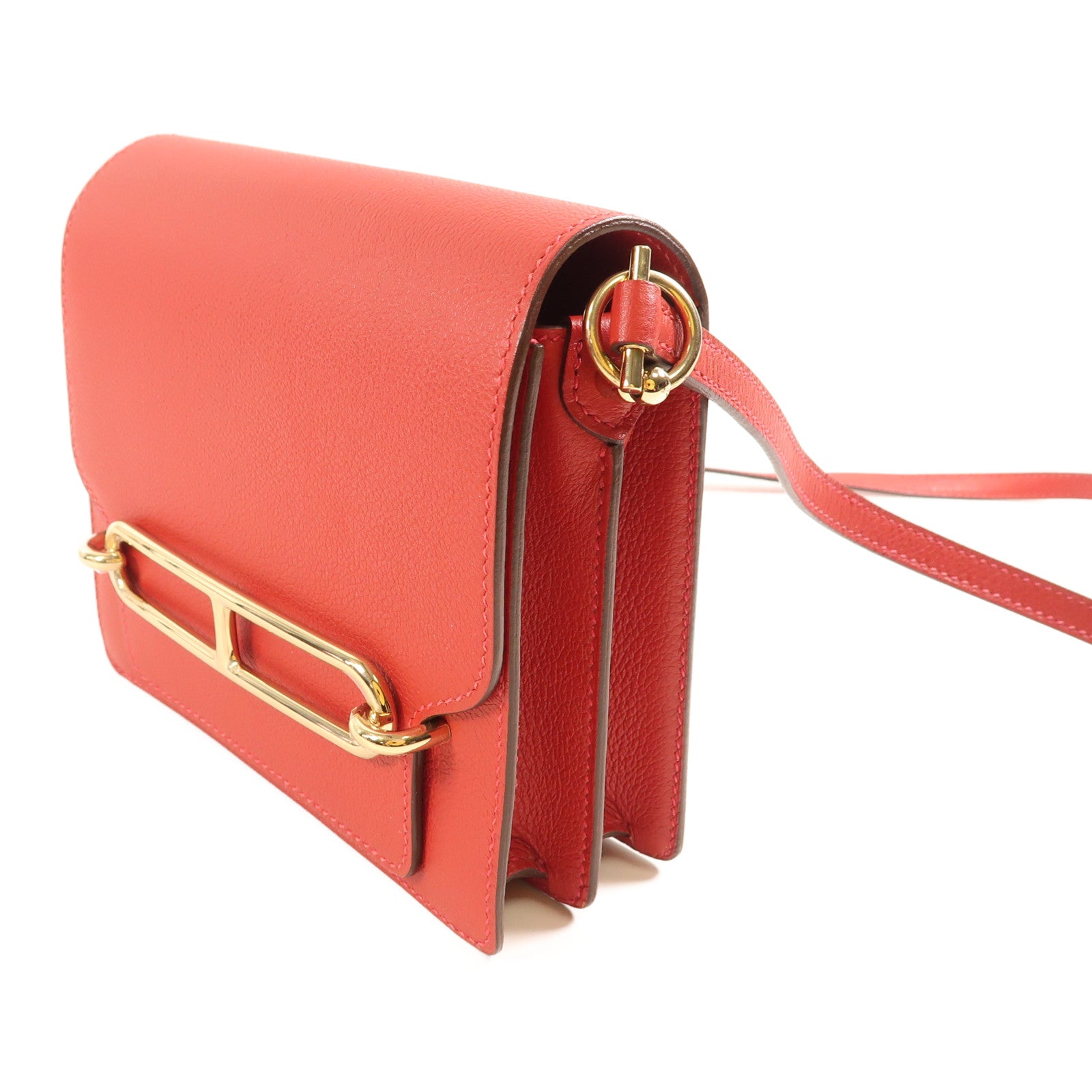 HERMES Evercolor皮革Mini Roulis金扣肩背袋