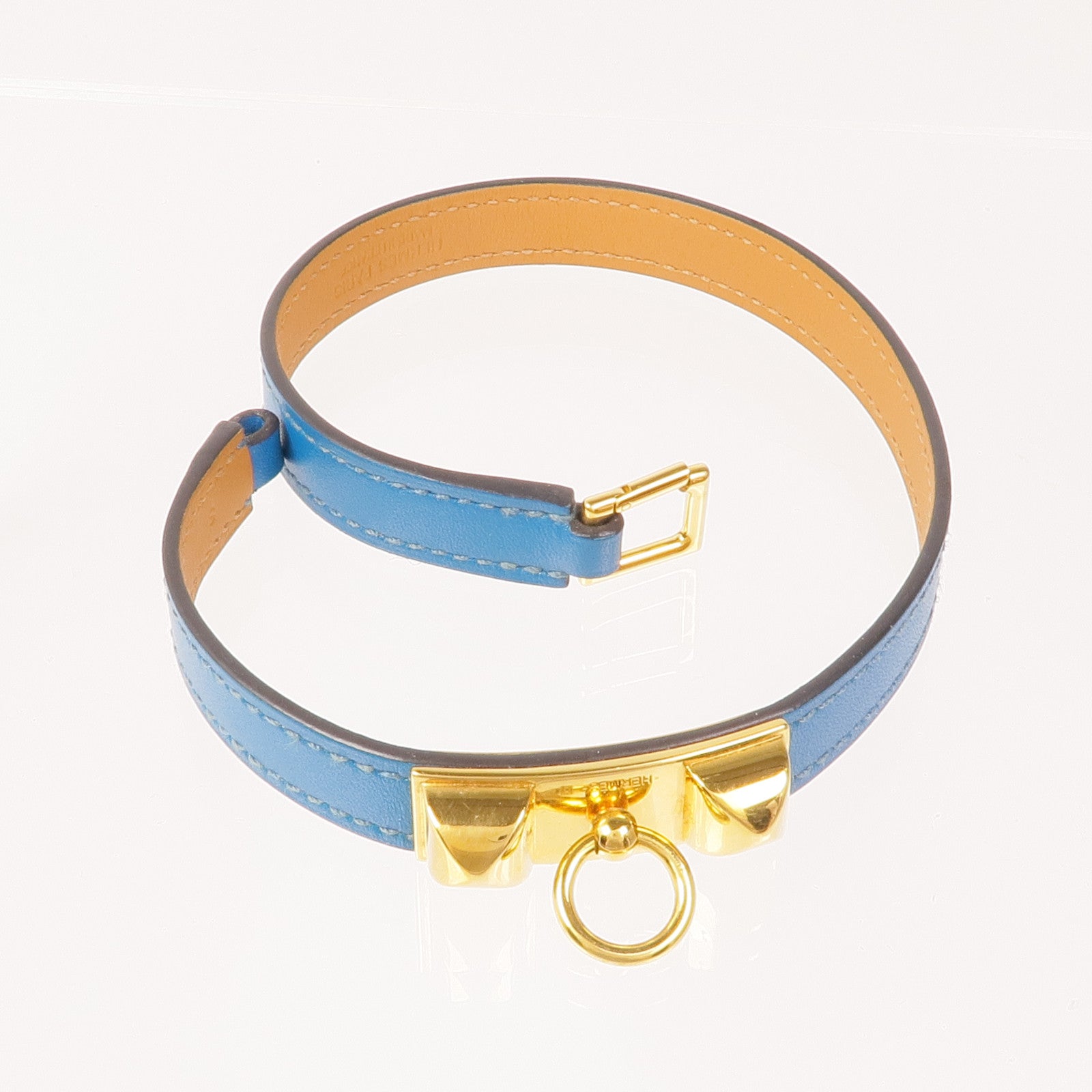 HERMES 皮革Rivale Double Tour Bracelet金扣手帶