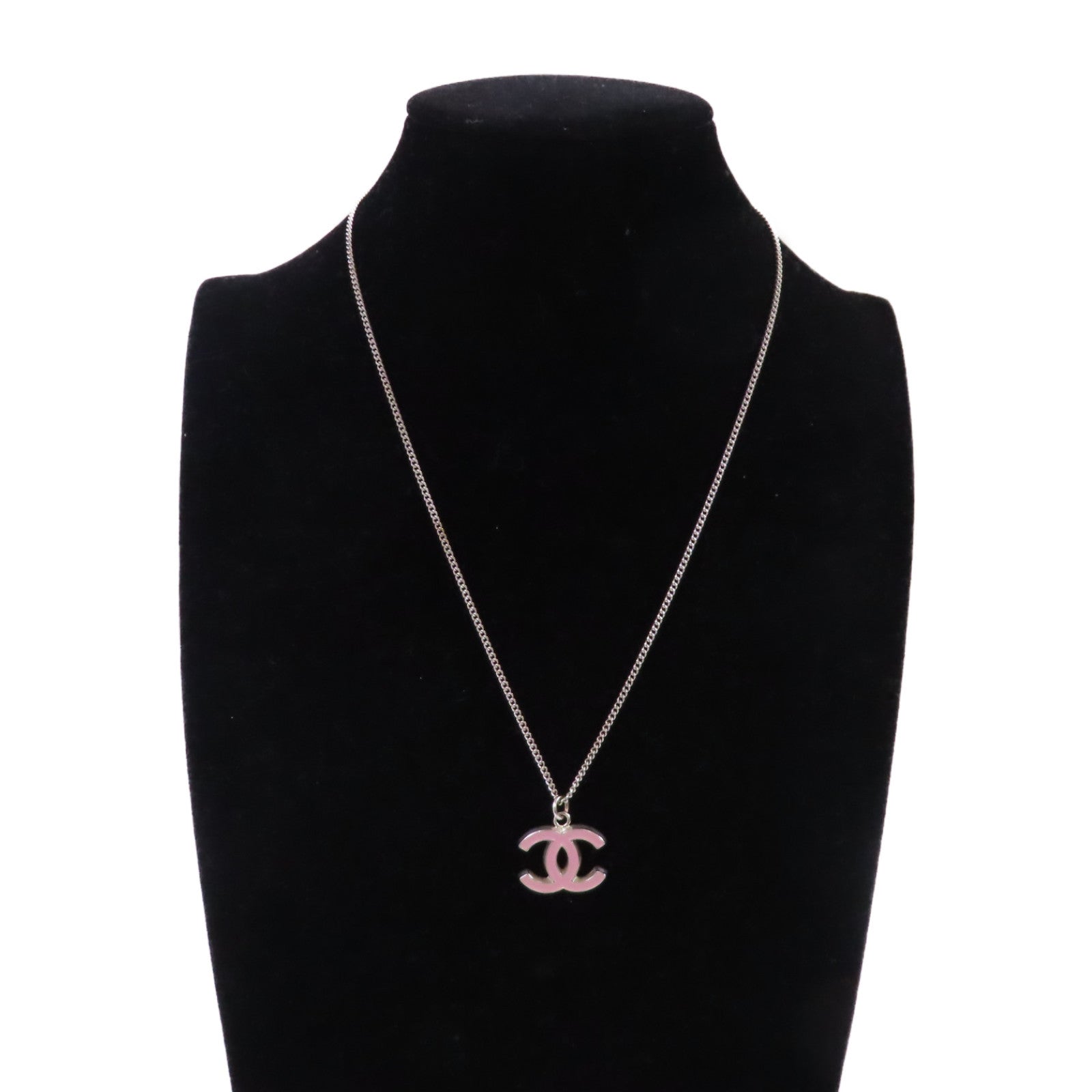CHANEL 金屬CC Neacklace銀扣項鏈粉紅色/銀色