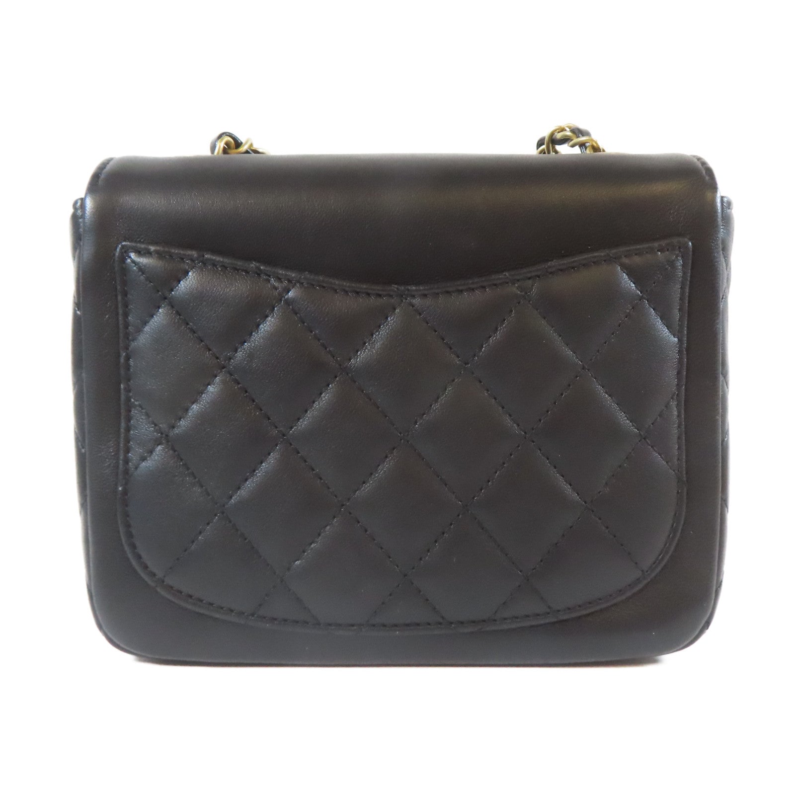 CHANEL 牛皮皮革Chain Shoulder金扣鏈帶肩背袋黑色