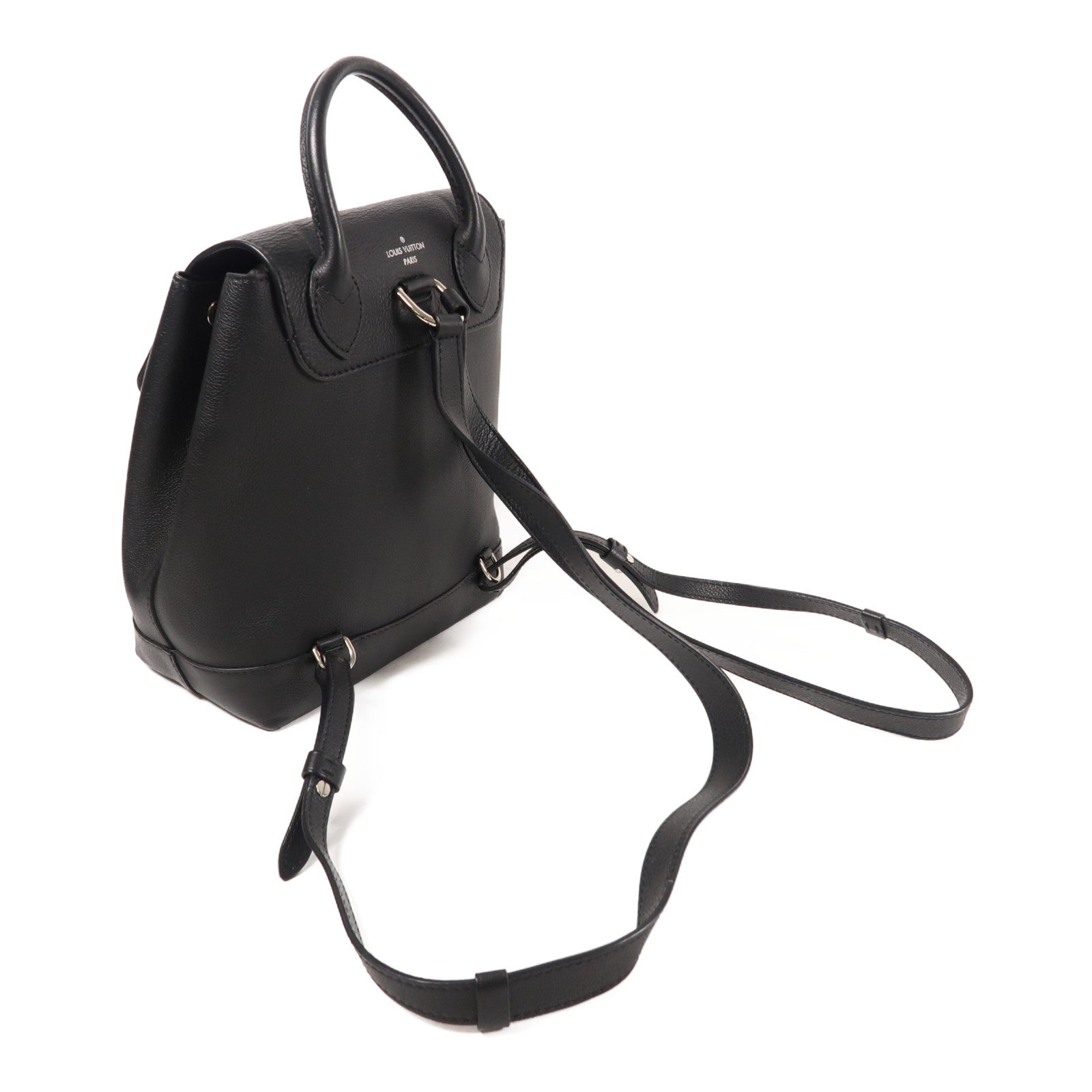 LOUIS VUITTON 牛皮皮革Lock Me Backpack銀扣背包