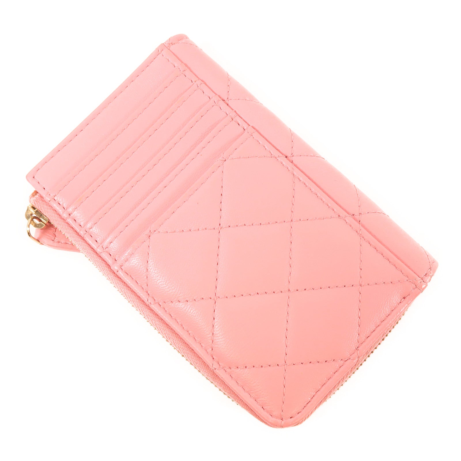 CHANEL 【激減優惠】羊皮皮革Card Case金扣卡片套