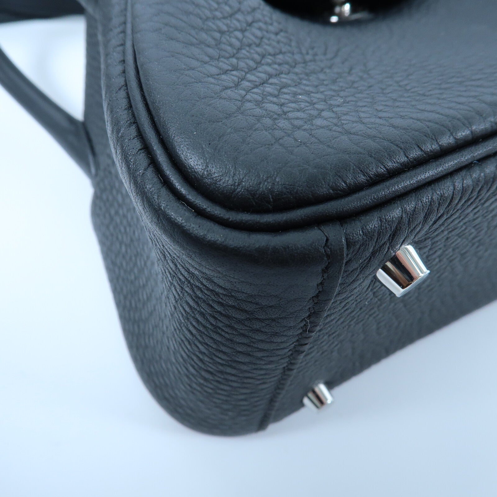 HERMES Clemence皮革Mini Lindy手挽肩背兩用袋Noir