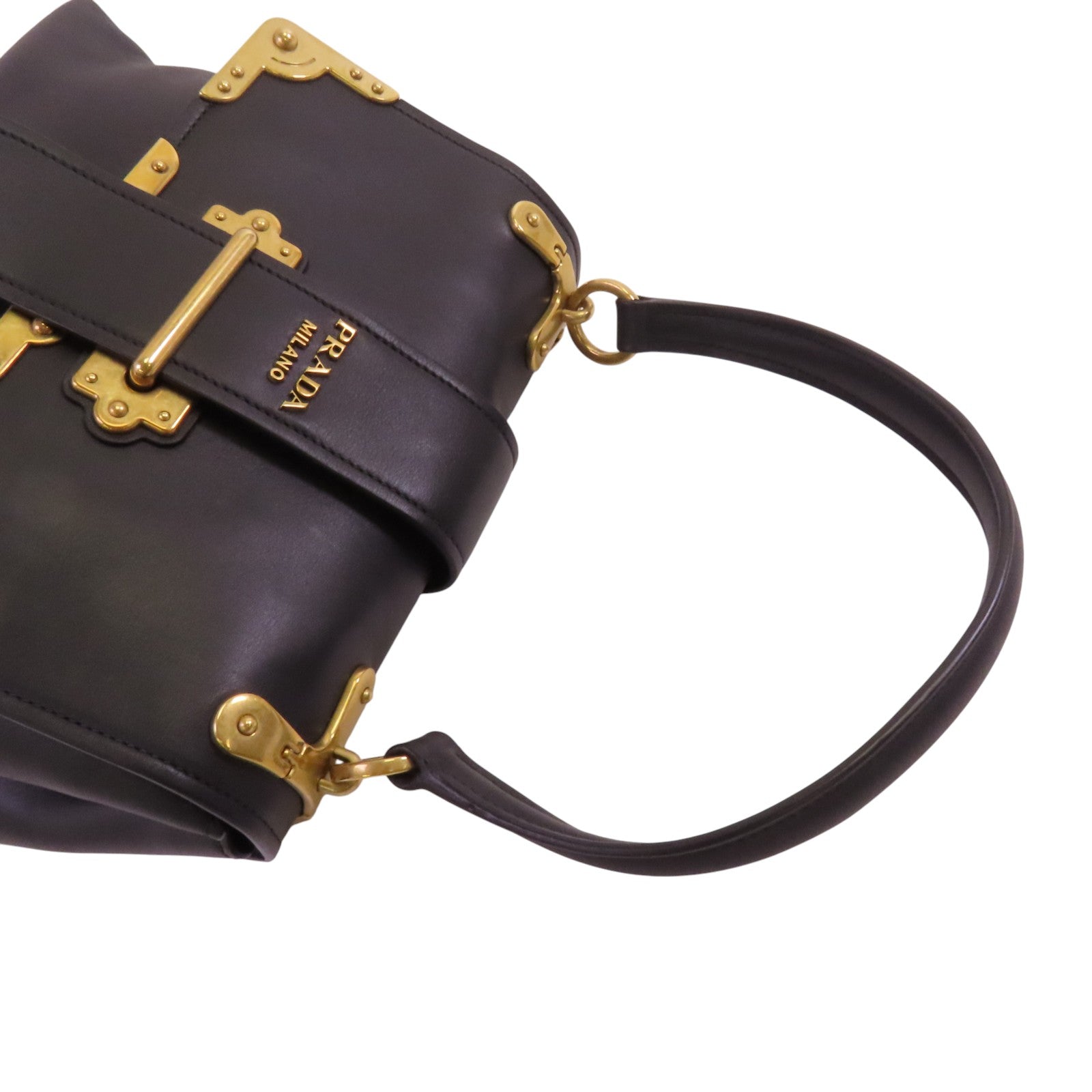 PRADA 牛皮皮革City Bag金扣肩背袋