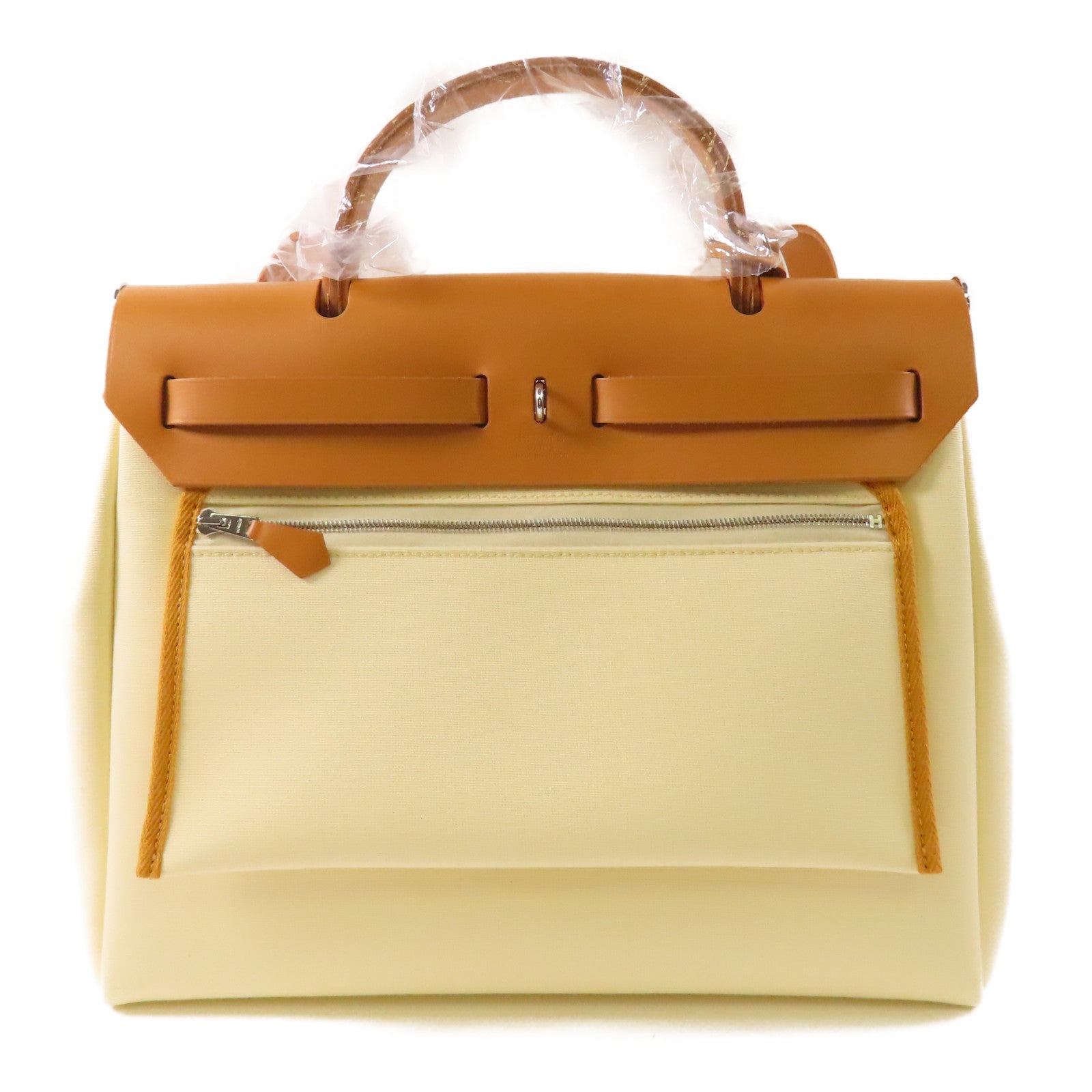 HERMES 帆布/皮革Herbag PM銀扣手挽肩背兩用袋