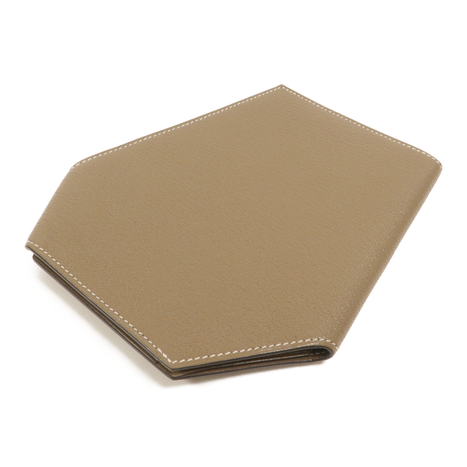 HERMES Chevre皮革Clochette Compact Wallet長錢包Etoupe