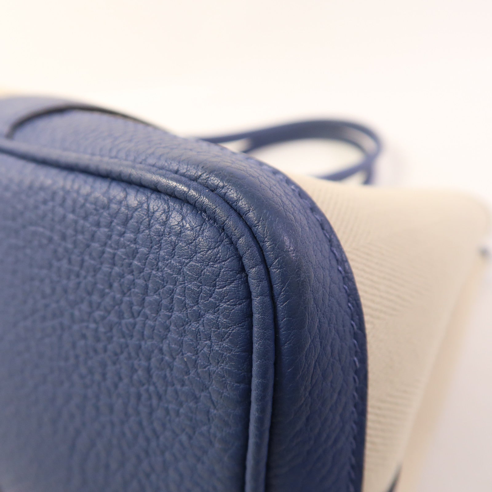 HERMES 帆布Garden Party TPM銀扣手挽袋Bleu Brighton