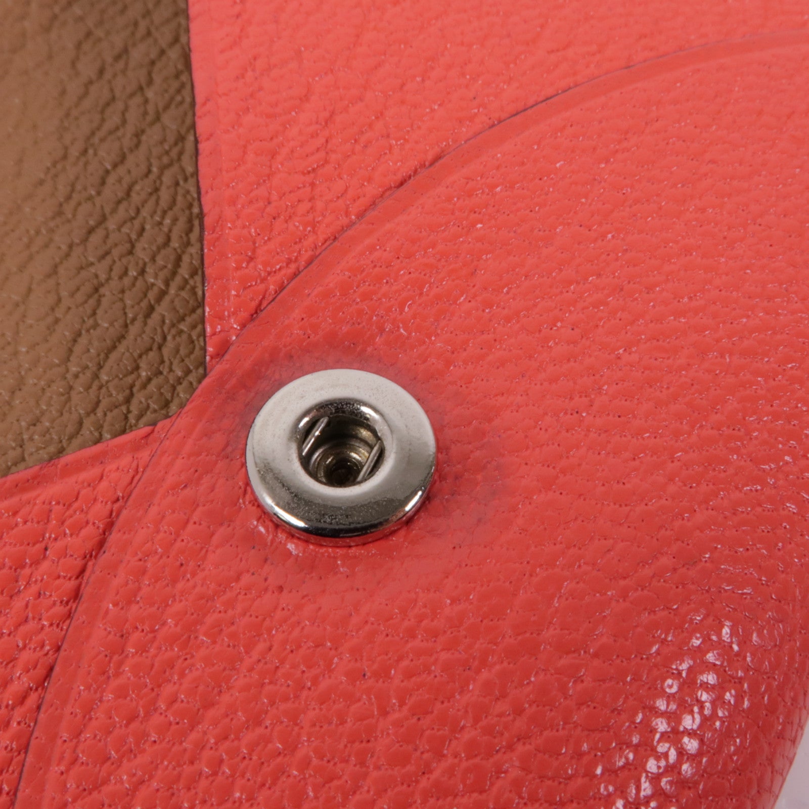 HERMES PHW Calvi Card Case Chevre Leather Red