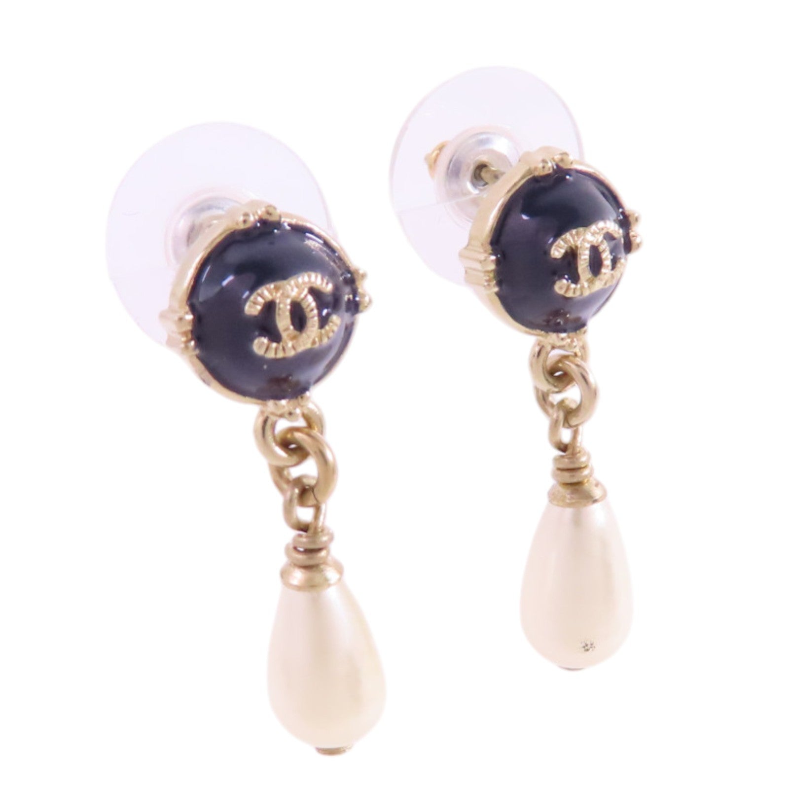 CHANEL 金屬/PVC Earrings金扣耳環