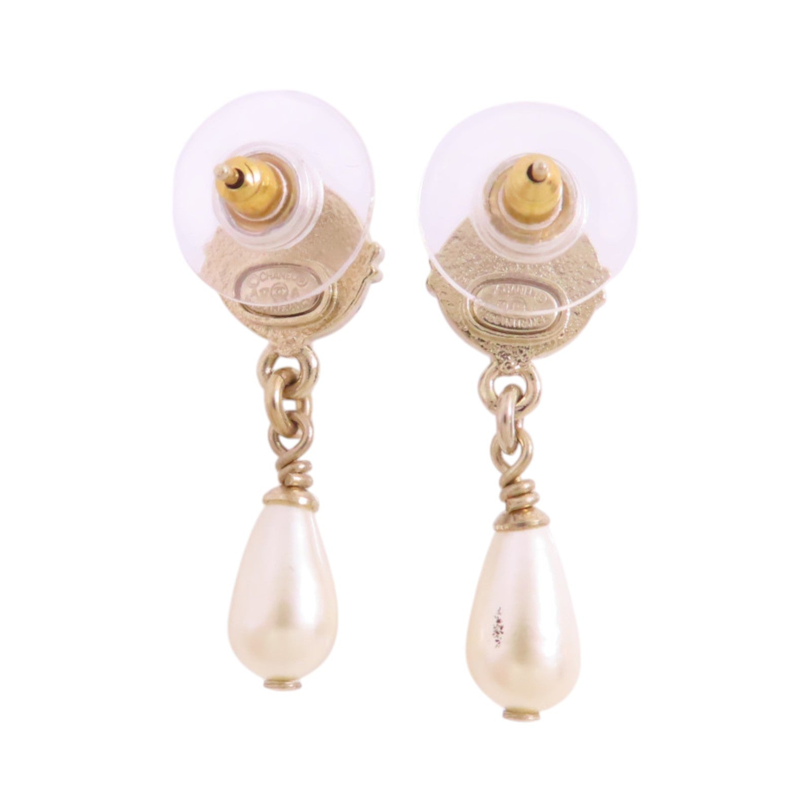 CHANEL 金屬/PVC Earrings金扣耳環