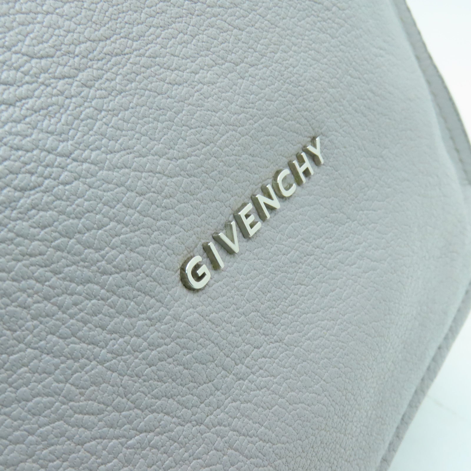 GIVENCHY 皮革Pandora銀扣手挽肩背兩用袋灰色