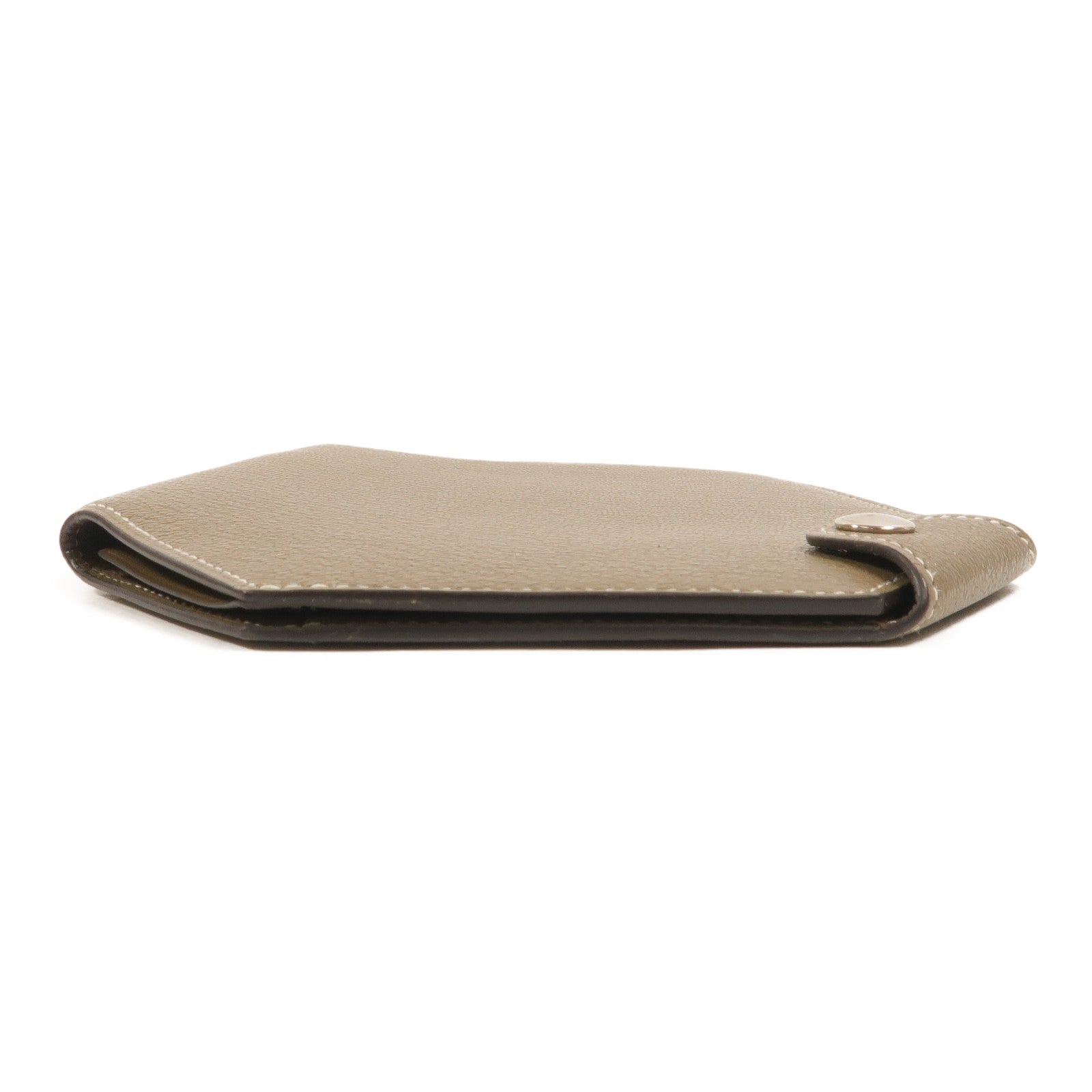 HERMES Chevre皮革Clochette Compact Wallet長錢包Etoupe