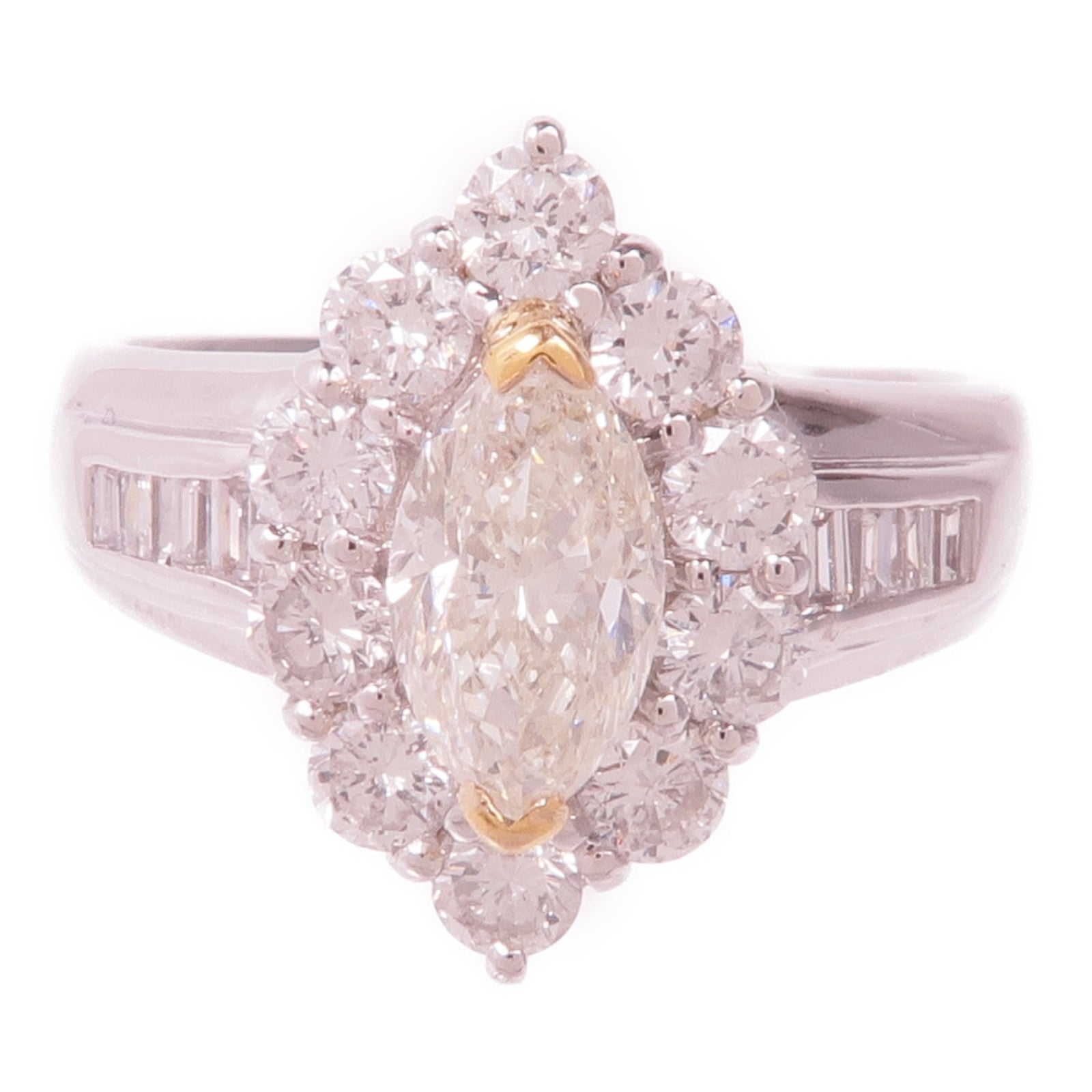 JEWELRY PT900鉑金/18K黃金Diamond Ring鑽石戒指US#6.75