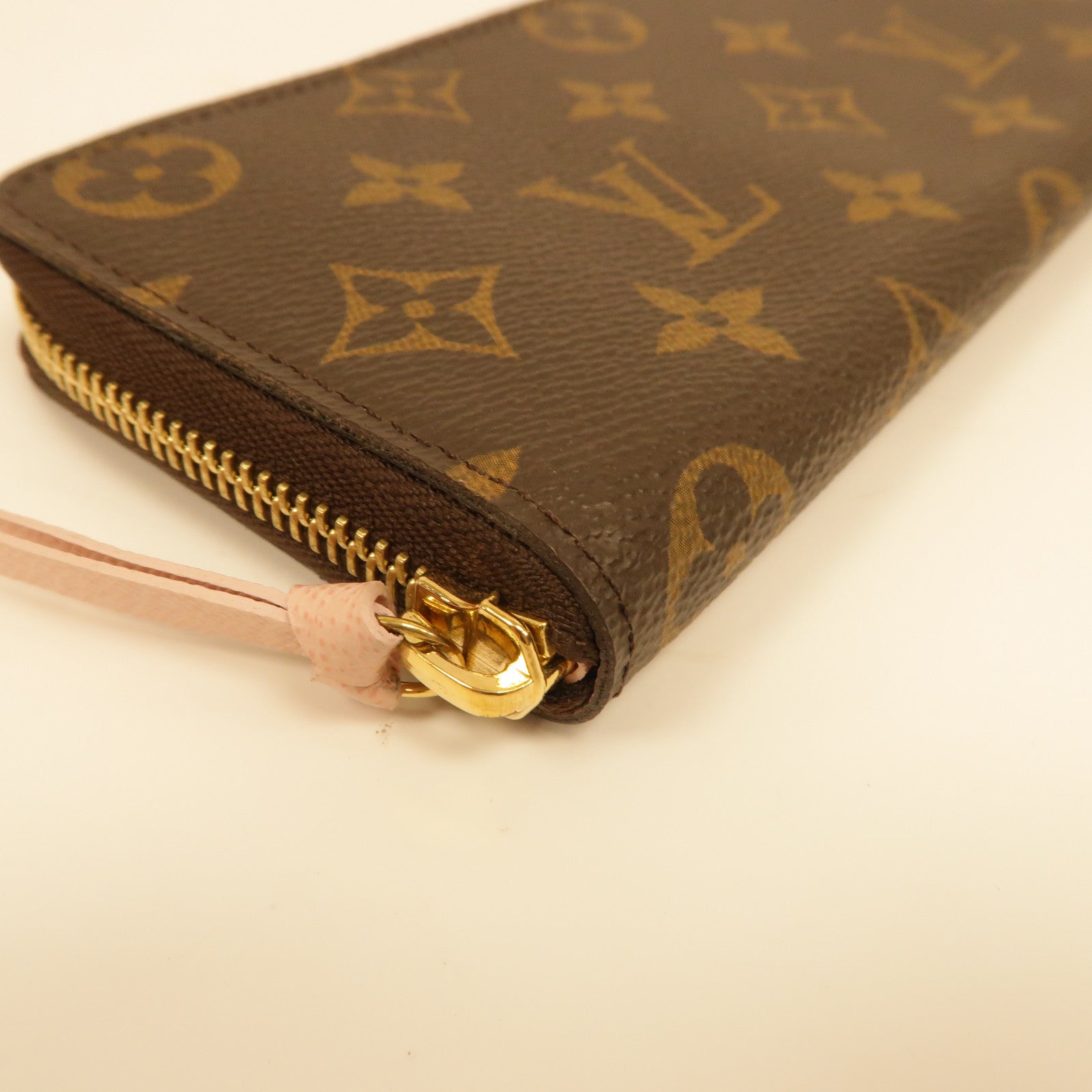 LOUIS VUITTON Monogram Clemence Wallet金扣長錢包啡色/粉紅色