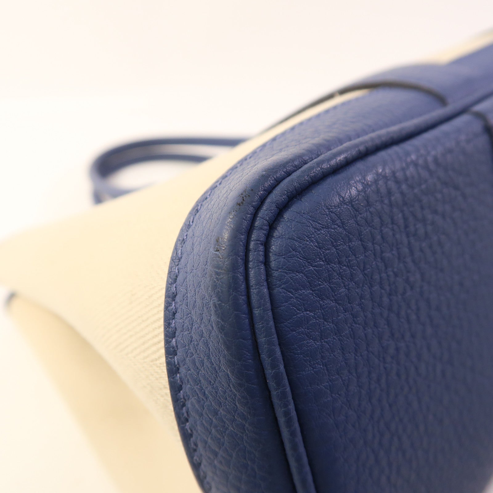 HERMES 帆布Garden Party TPM銀扣手挽袋Bleu Brighton