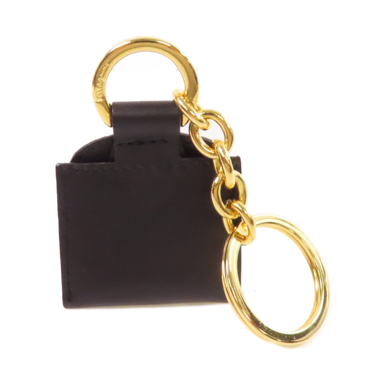 Salvatore Ferragamo 牛皮皮革/金屬Key Chain金扣鎖匙扣黑色