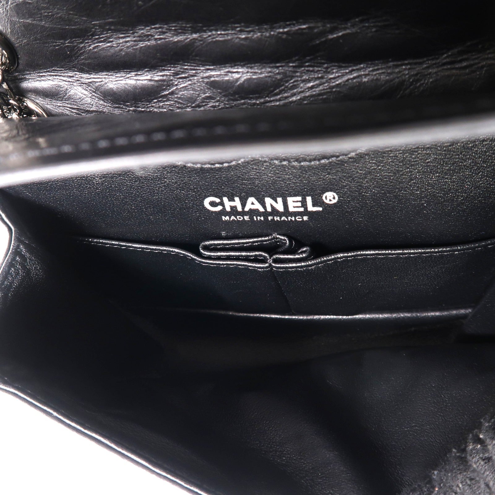 CHANEL 牛皮皮革2.55 Mini銀扣鏈帶肩背袋