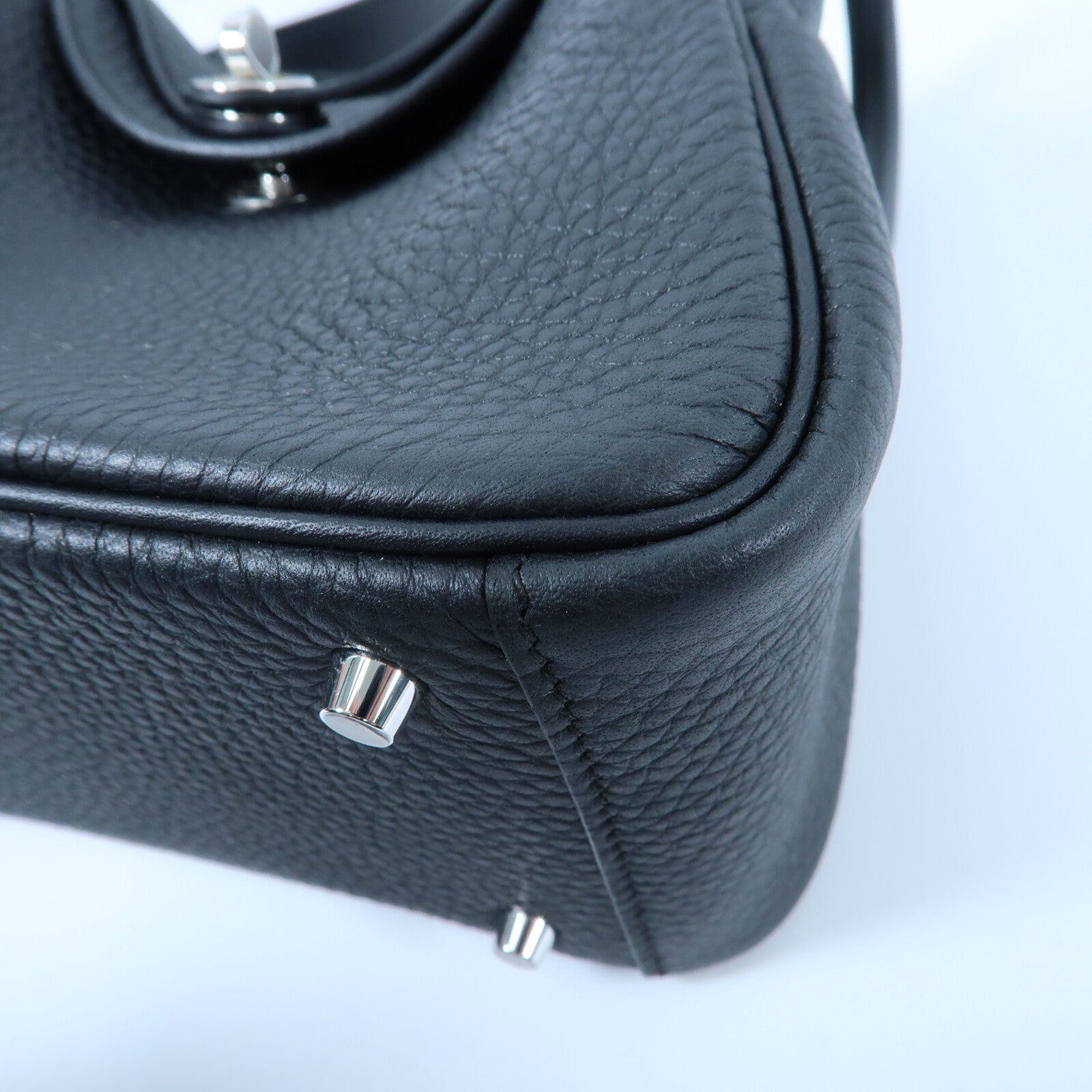 HERMES Clemence皮革Mini Lindy手挽肩背兩用袋Noir