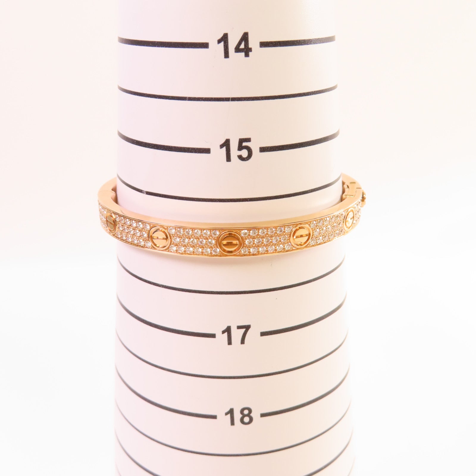 CARTIER 18K玫瑰金/鑽石Full Diamond Love Bracelet手鐲#17