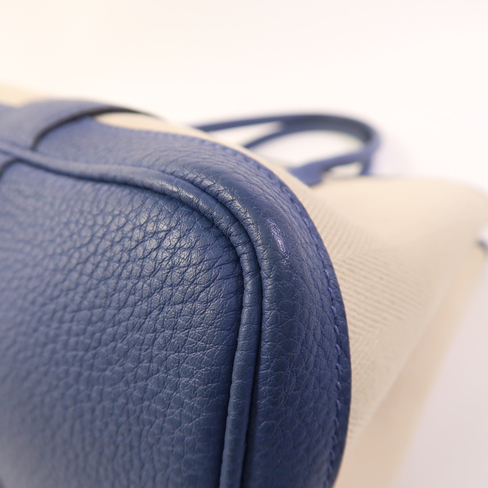 HERMES 帆布Garden Party TPM銀扣手挽袋Bleu Brighton