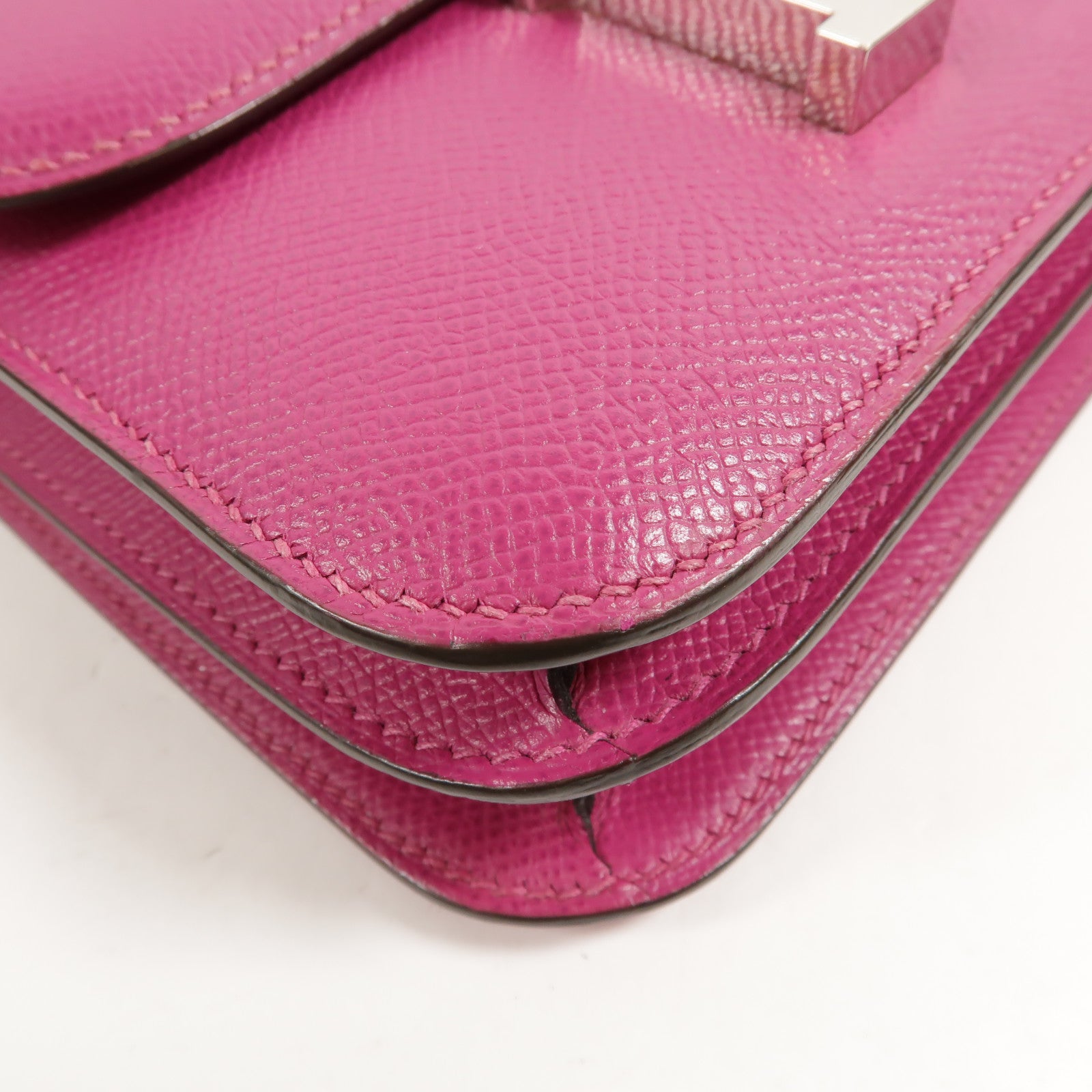 HERMES Epsom皮革Constance Mini肩背袋Rose Pourpre