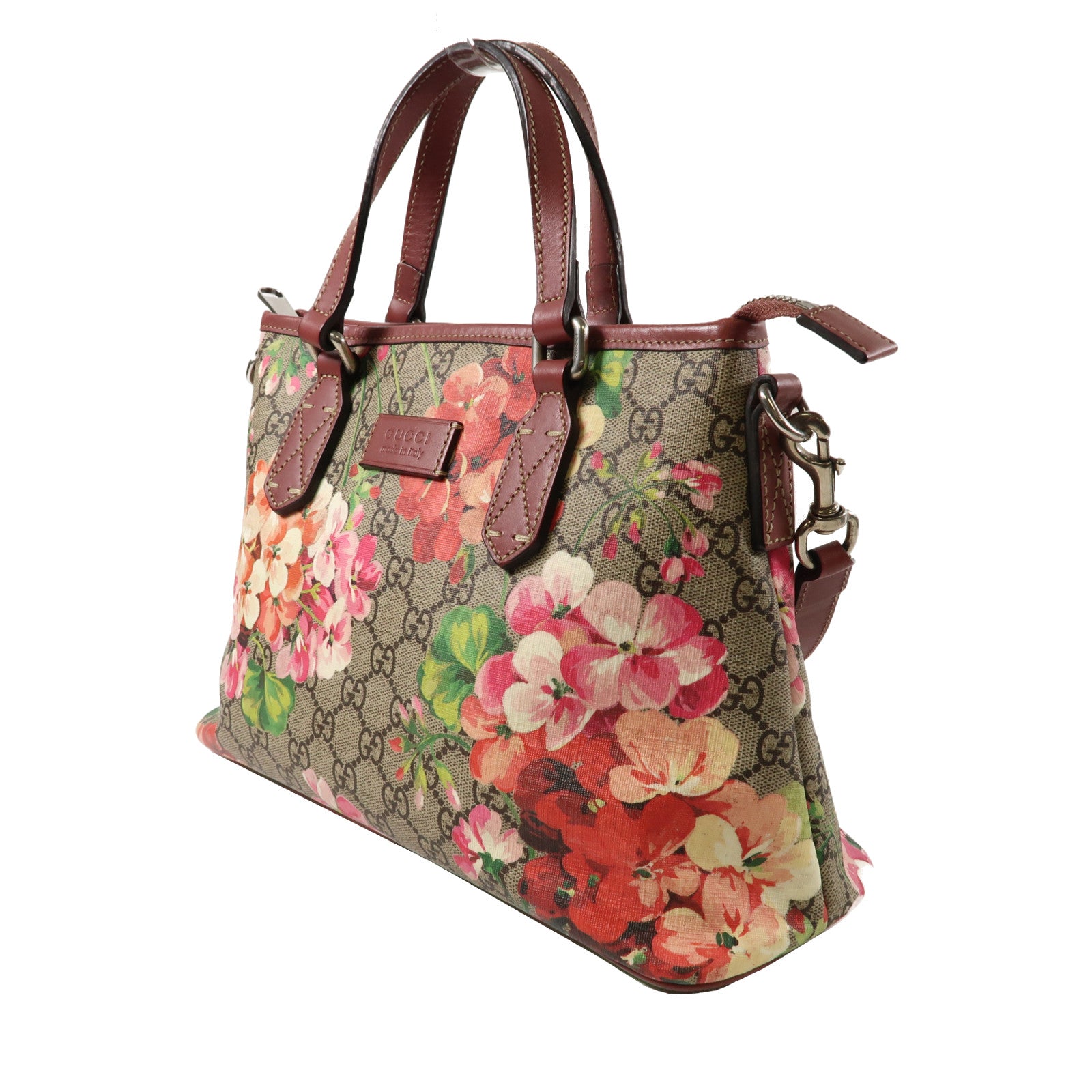 GUCCI 塗層帆布2 Way Shoulder Bag銀扣手挽肩背兩用袋粉紅色