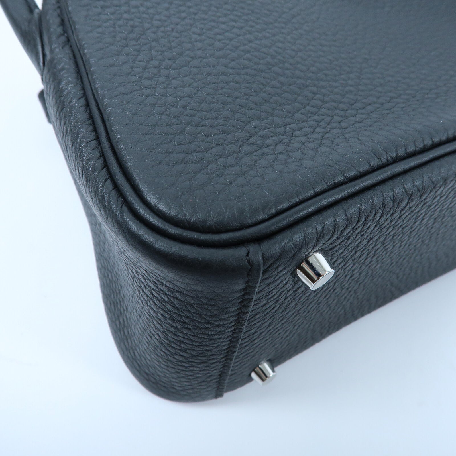 HERMES Clemence皮革Mini Lindy手挽肩背兩用袋Noir