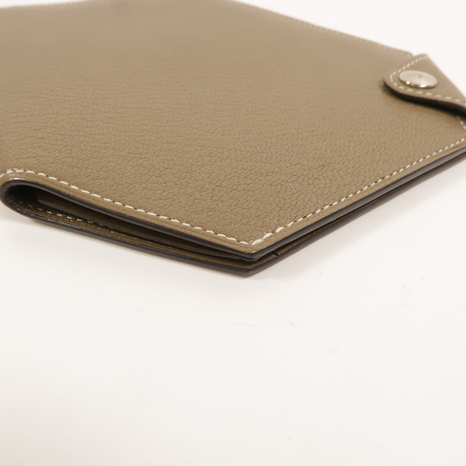 HERMES Chevre皮革Clochette Compact Wallet長錢包Etoupe