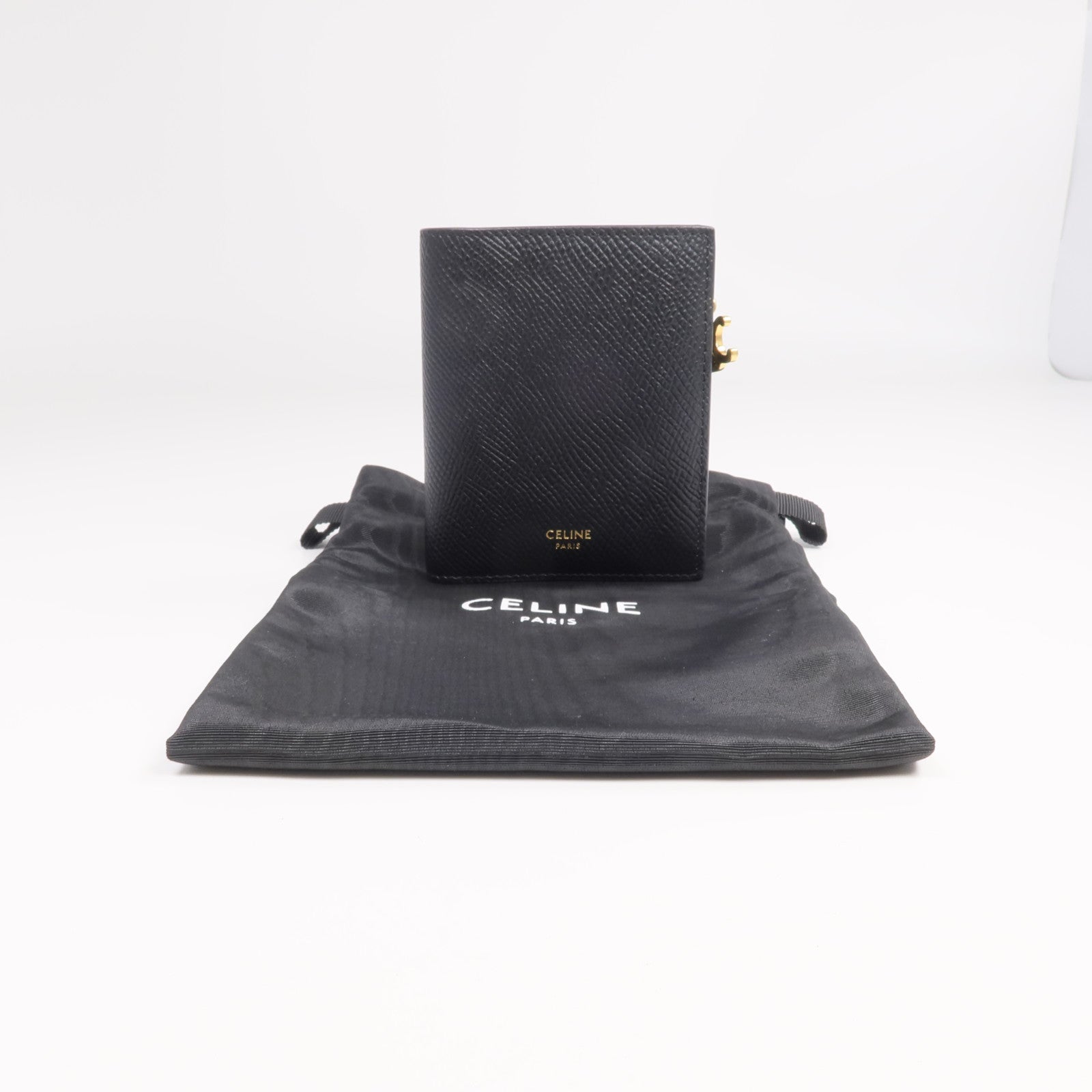 CELINE 牛皮皮革Triomphe Compact Wallet金扣錢包