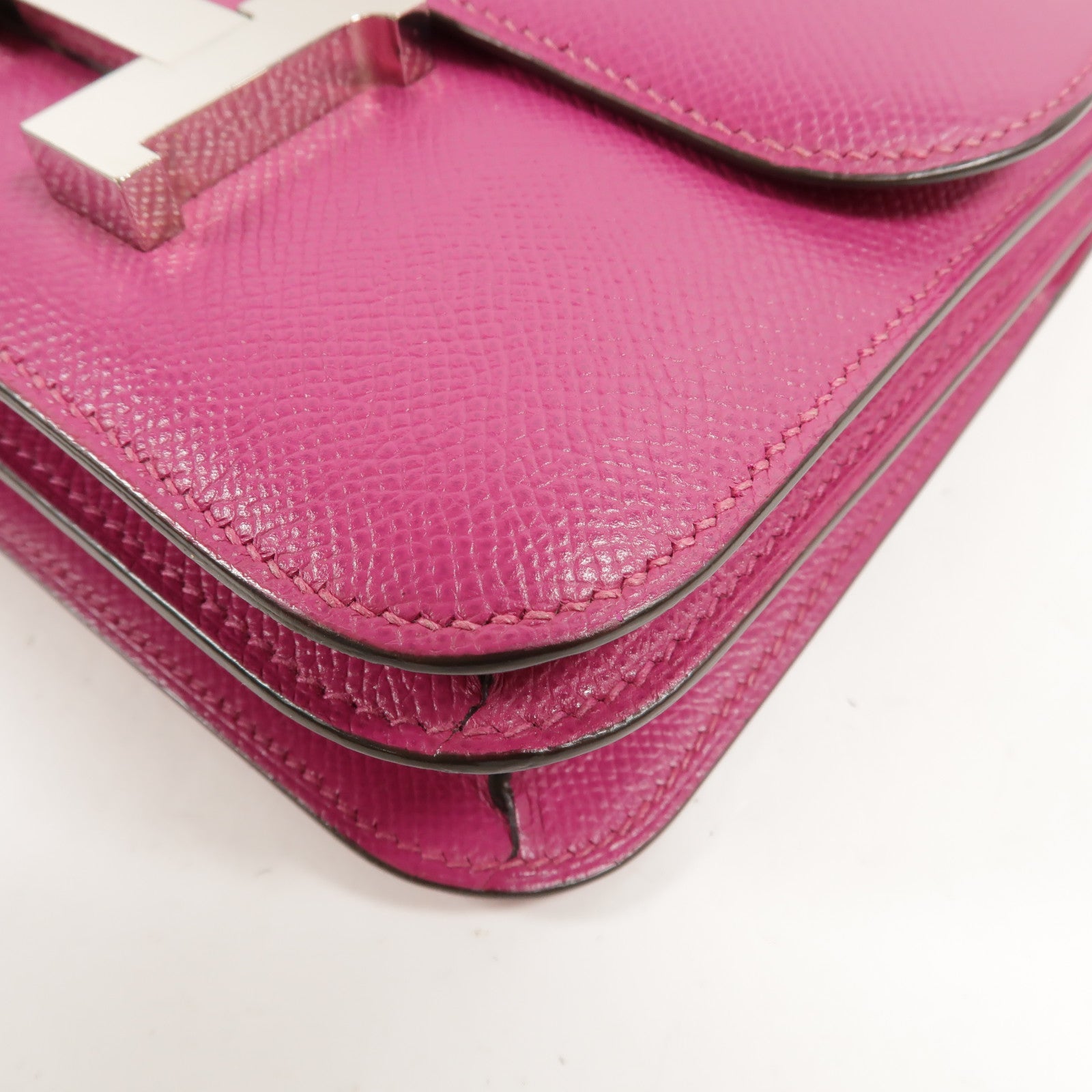 HERMES Epsom皮革Constance Mini肩背袋Rose Pourpre