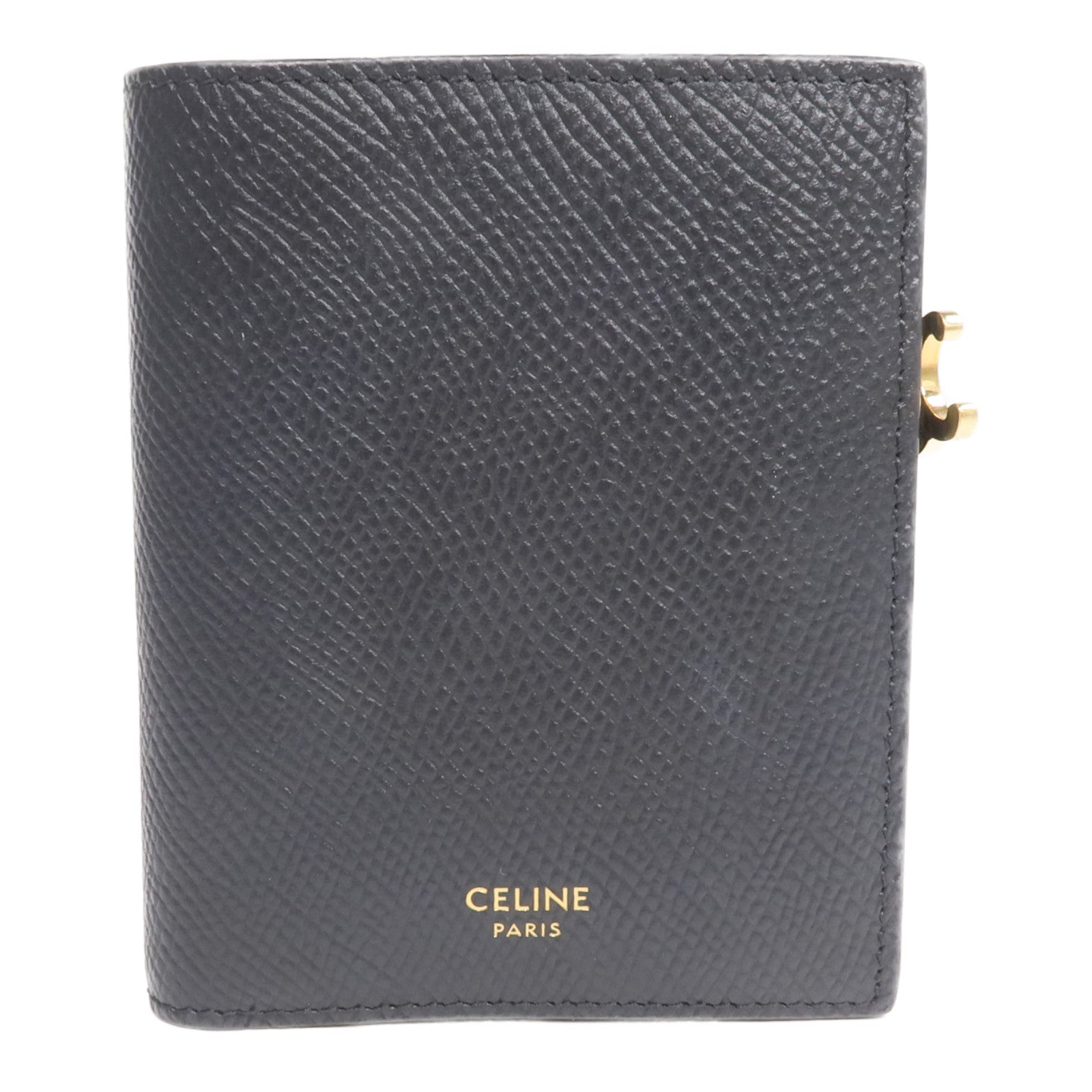 CELINE 牛皮皮革Triomphe Compact Wallet金扣錢包