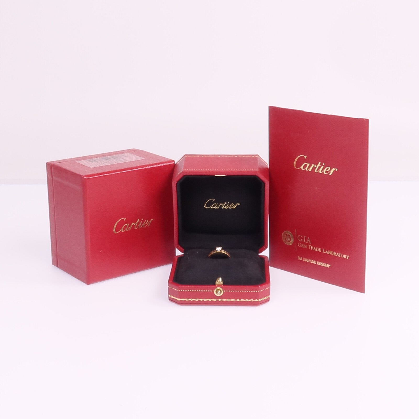 CARTIER 18K黃金/白金/玫瑰金Trinity Solitaire鑽石戒指Cartier#49/US#5
