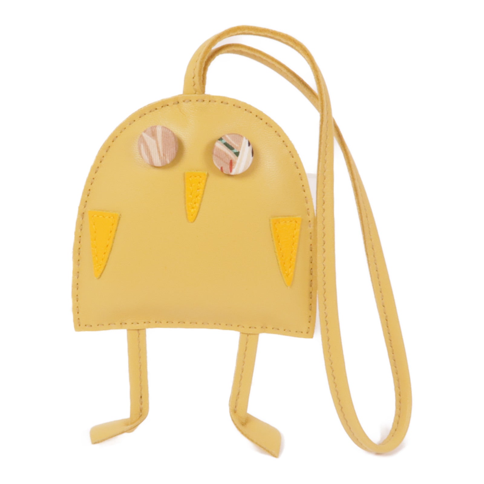 HERMES Swift皮革Hibouton charm掛飾Mustard Yellow