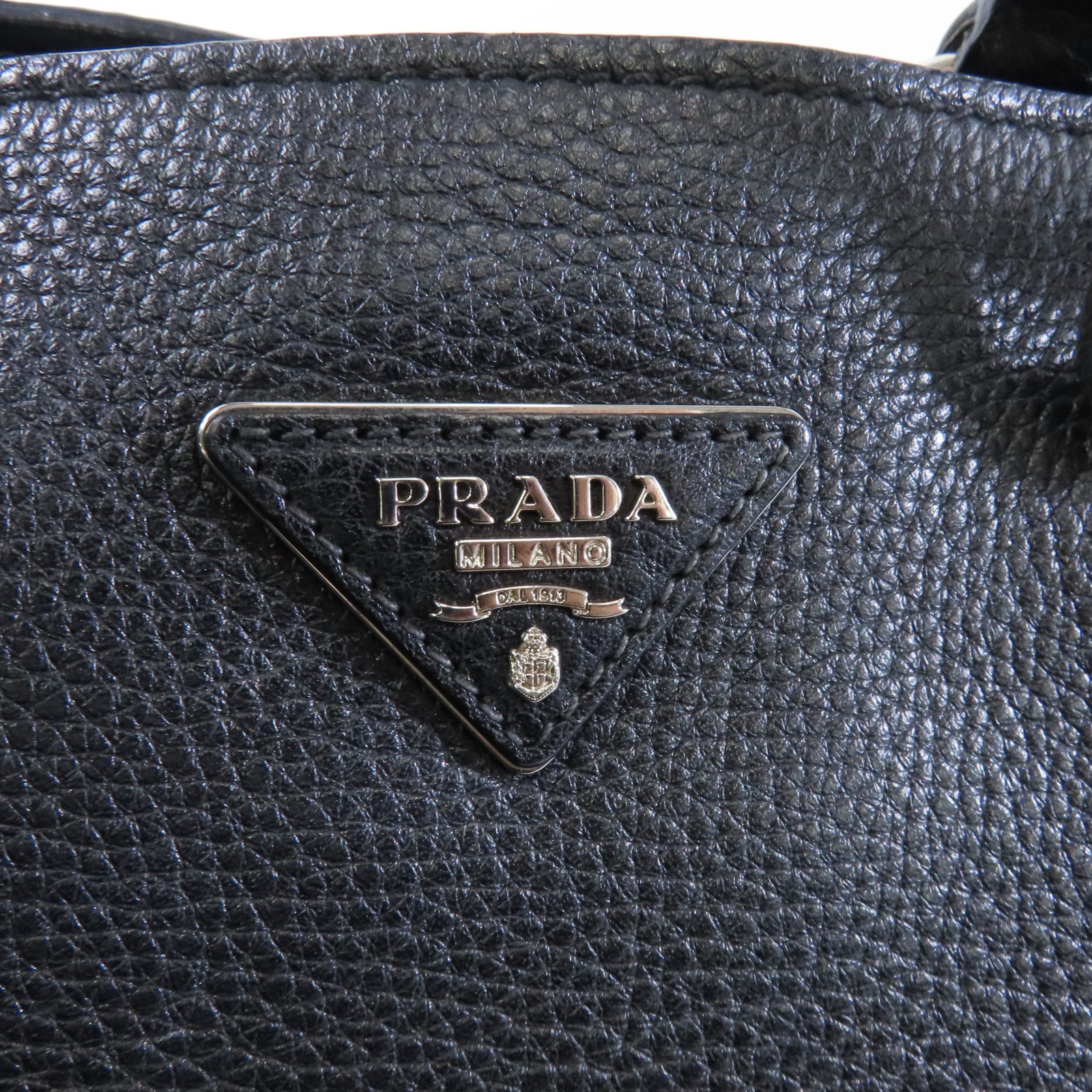 PRADA 牛皮皮革Galleria銀扣手挽肩背兩用袋黑色